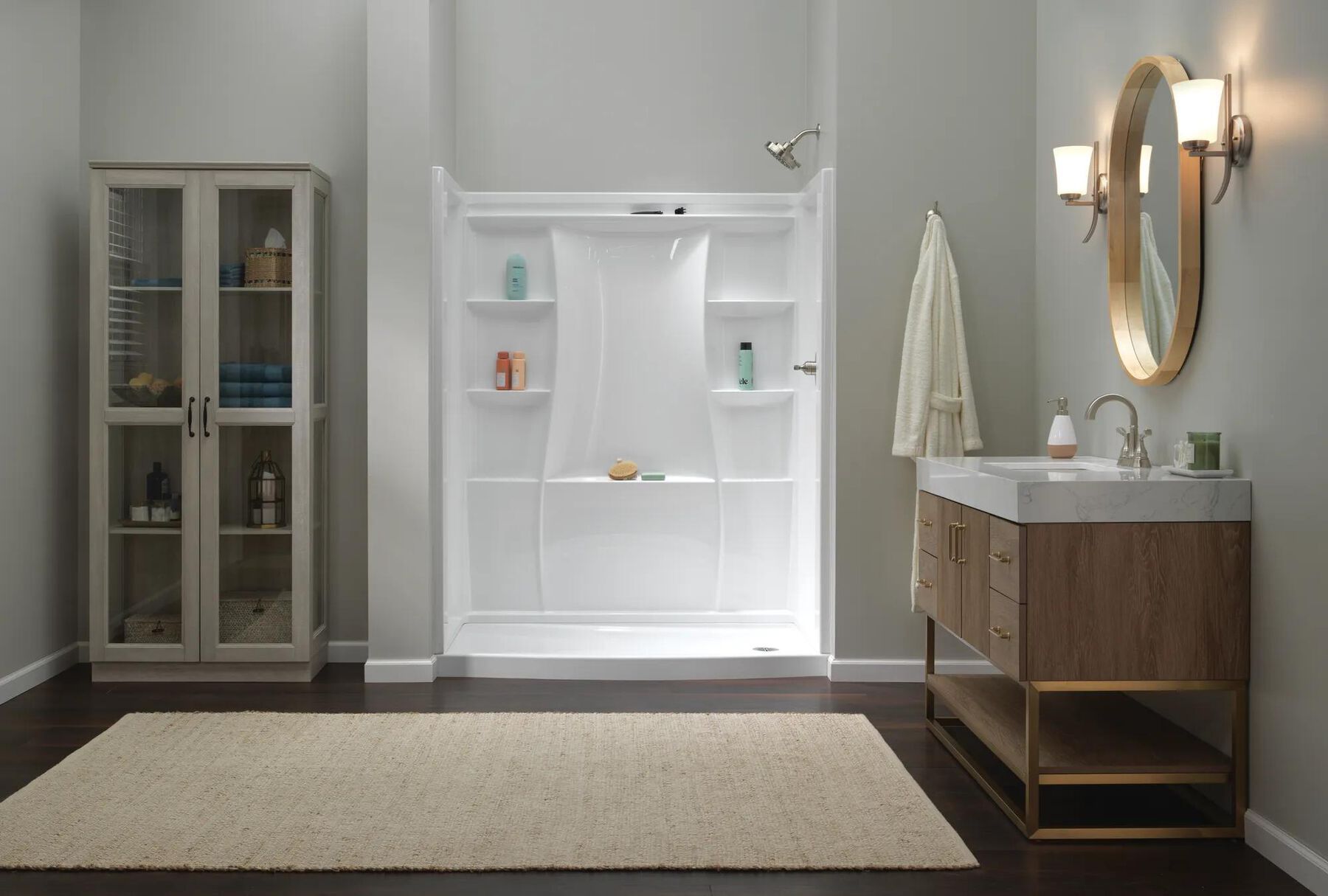 60x32 Alcove Shower Bundle without Door - Right Drain