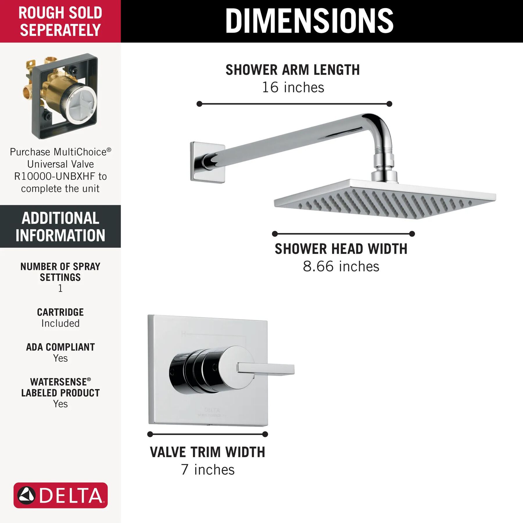 Widespread Lavatory Faucet with Shower Trim Bundle - 14 Series