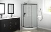 38x38 Corner Shower Bundle with Door - Classic Round with Glue Up Wall Set