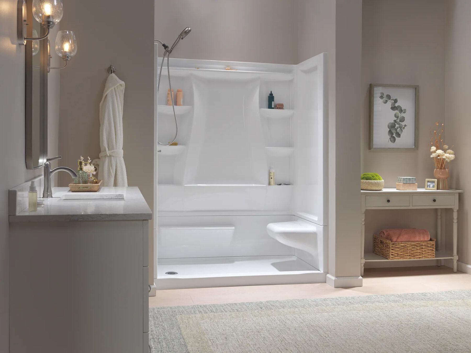 Procrylic Seated Shower Kit 60"x32" Left Drain