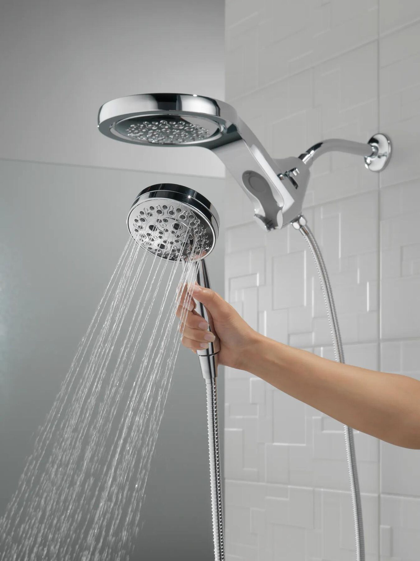 HydroRain&reg; H<sub>2</sub>Okinetic&reg; 5-Setting Two-in-One Shower Head