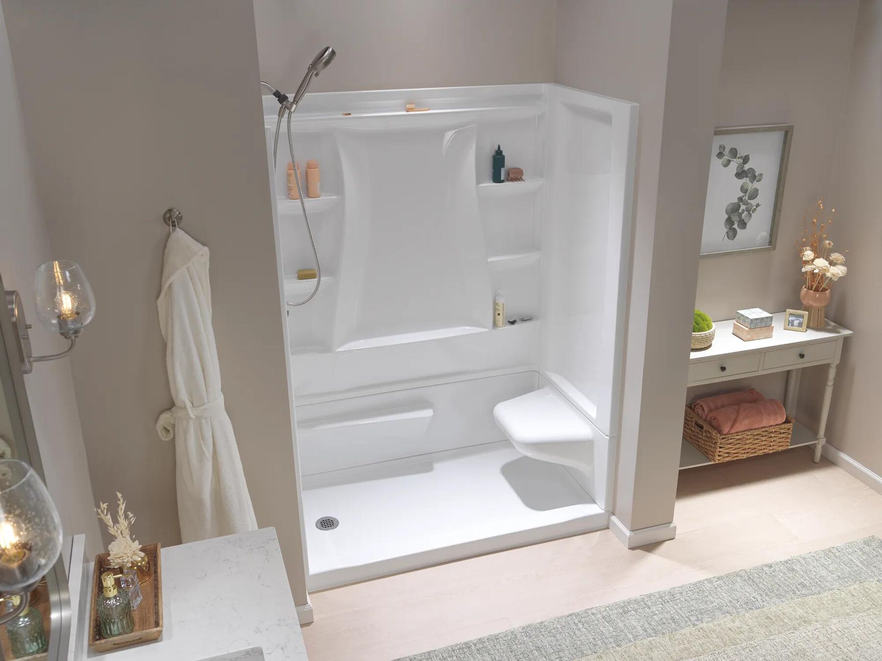 60x32 Alcove Shower Bundle  - Right Seat Left Drain