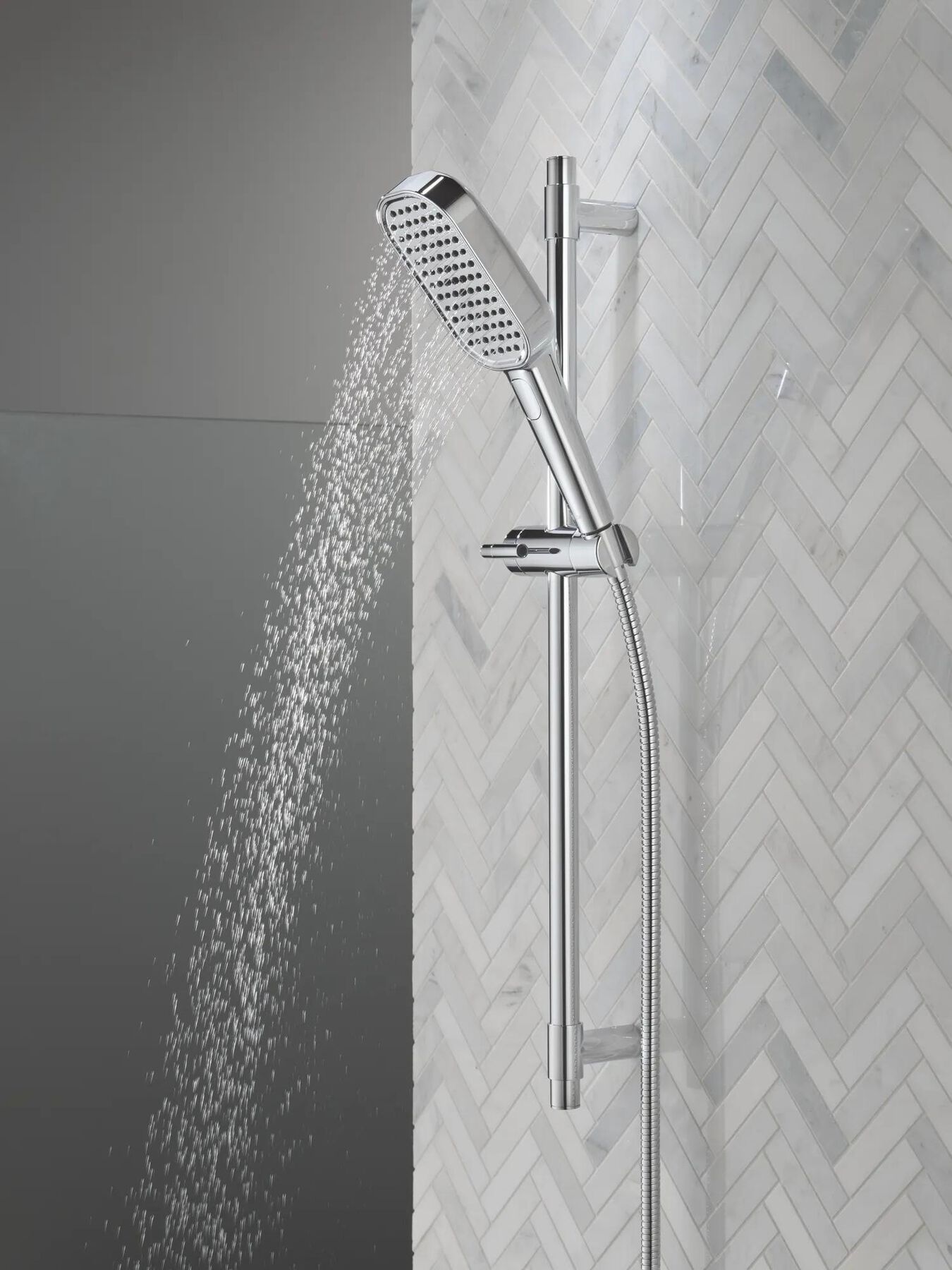 4-Setting Hand Shower with Slide Bar featuring FeatherRain&trade; Spray
