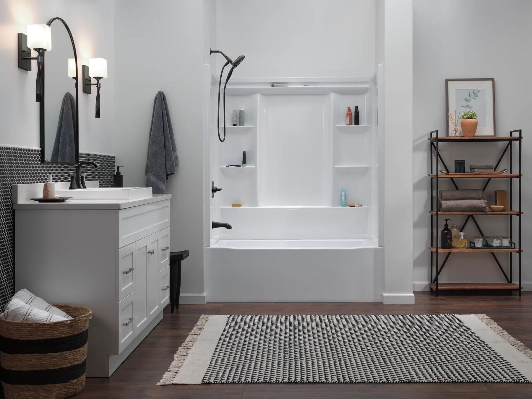 60x30 Alcove Bathtub, Wall Set and Trim Bundle - Left Drain