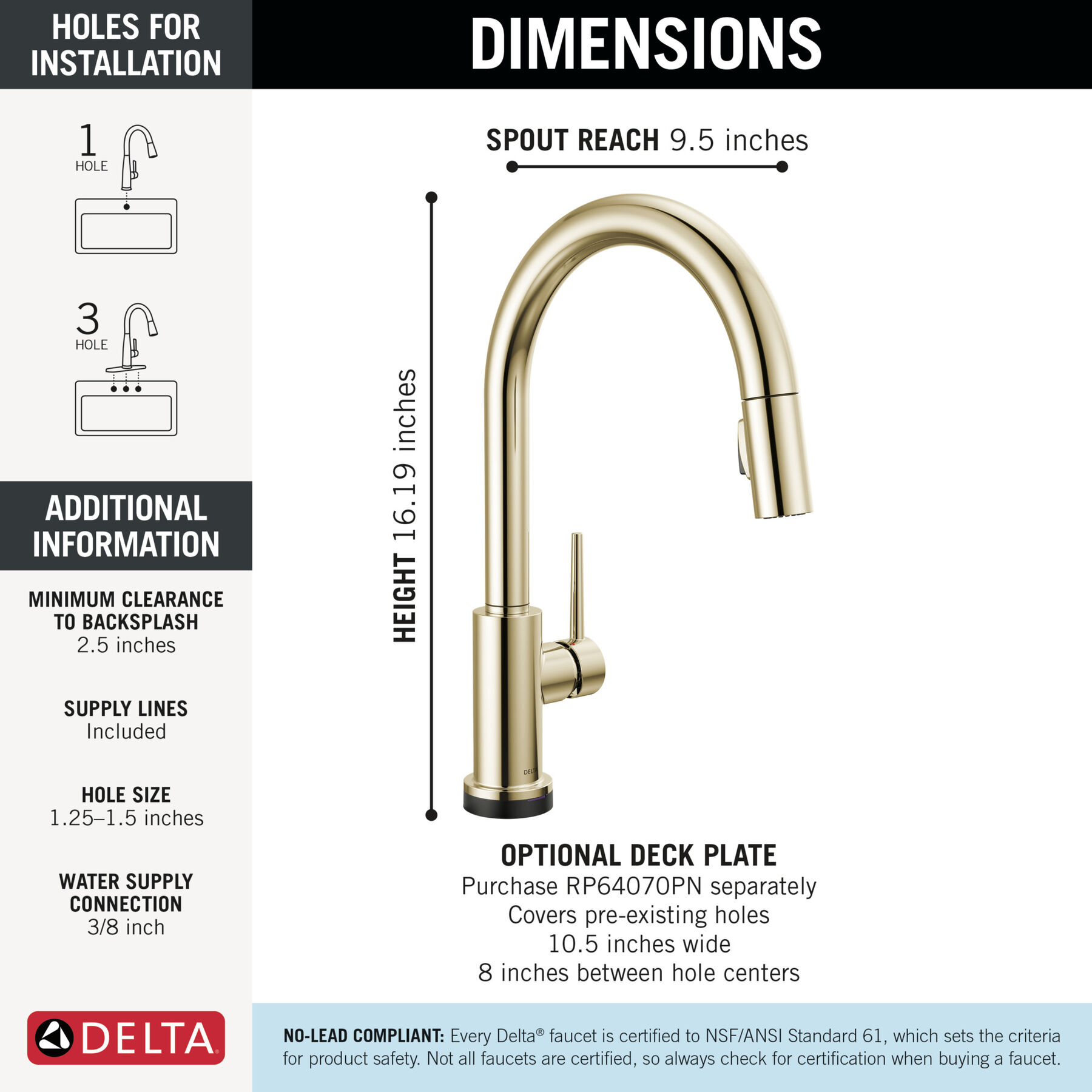 Touch<sub>2</sub>O&reg; Technology Kitchen Faucet with Touchless Technology