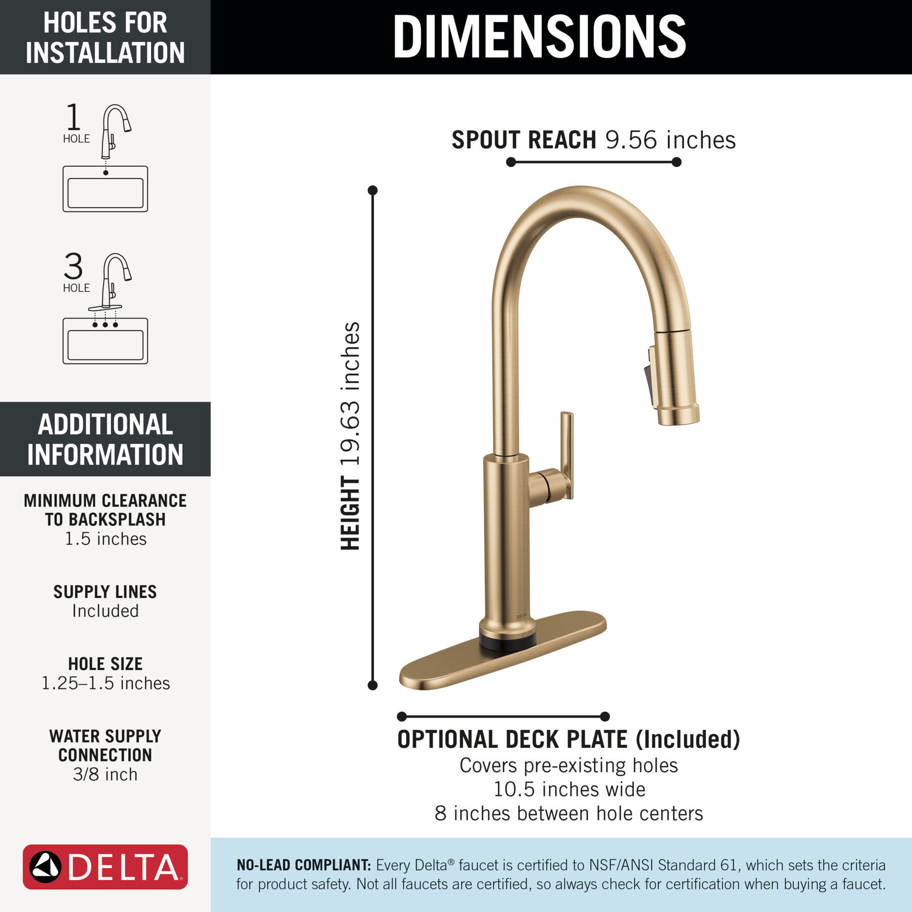 Touch2O&reg; Technology Kitchen Faucet with Touchless Technology