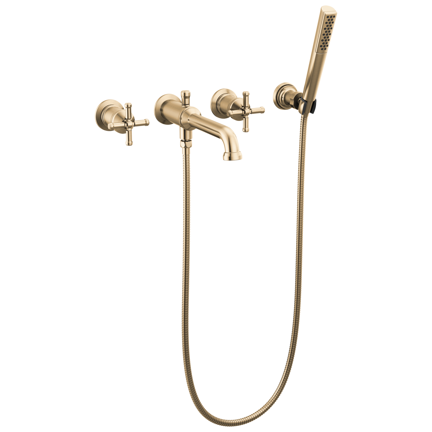 Wall Mount Tub Filler Trim with Hand Shower - Less Handles