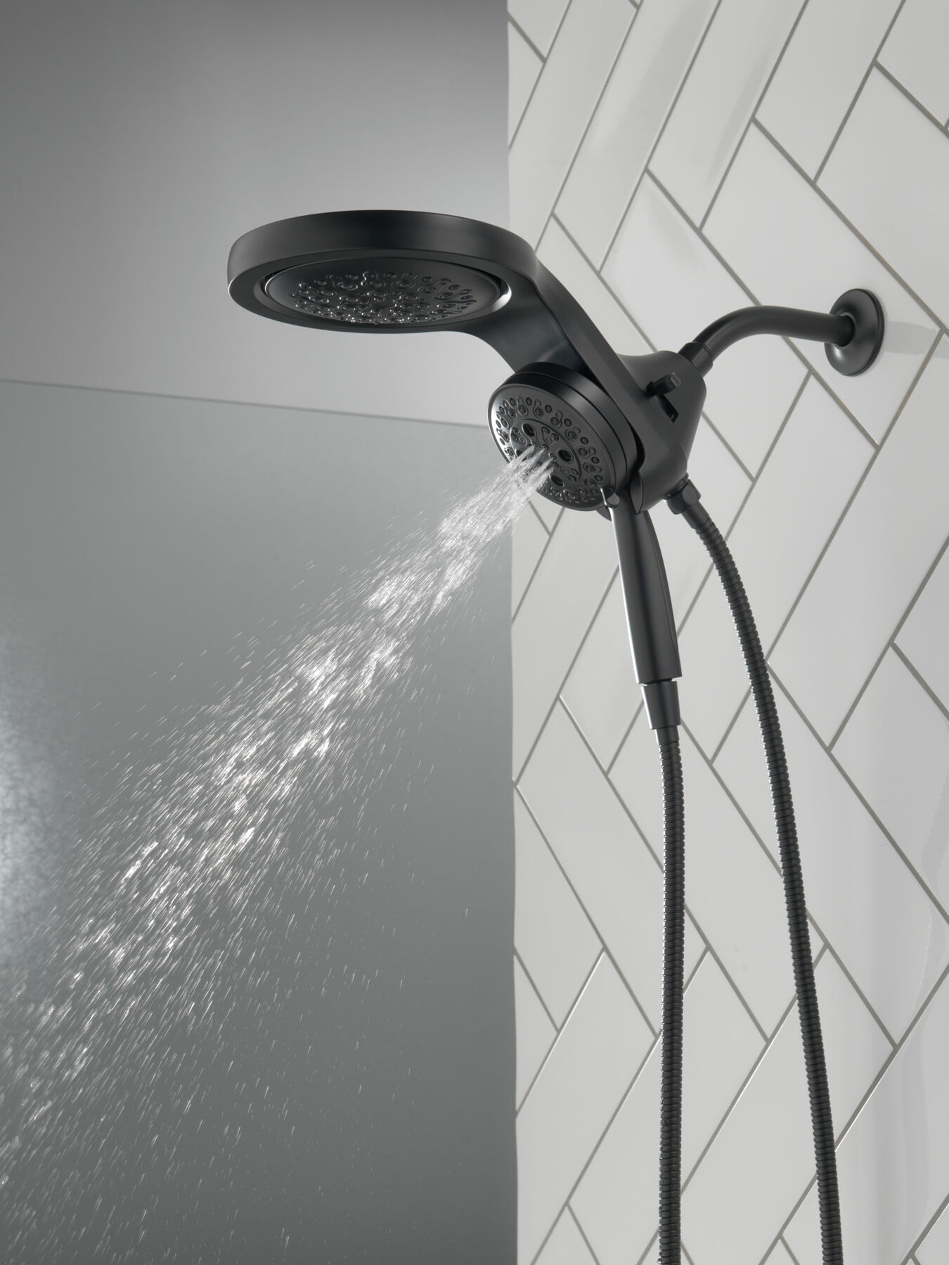 HydroRain&reg; H<sub>2</sub>Okinetic&reg; 5-Setting Two-in-One Shower Head (Recertified)