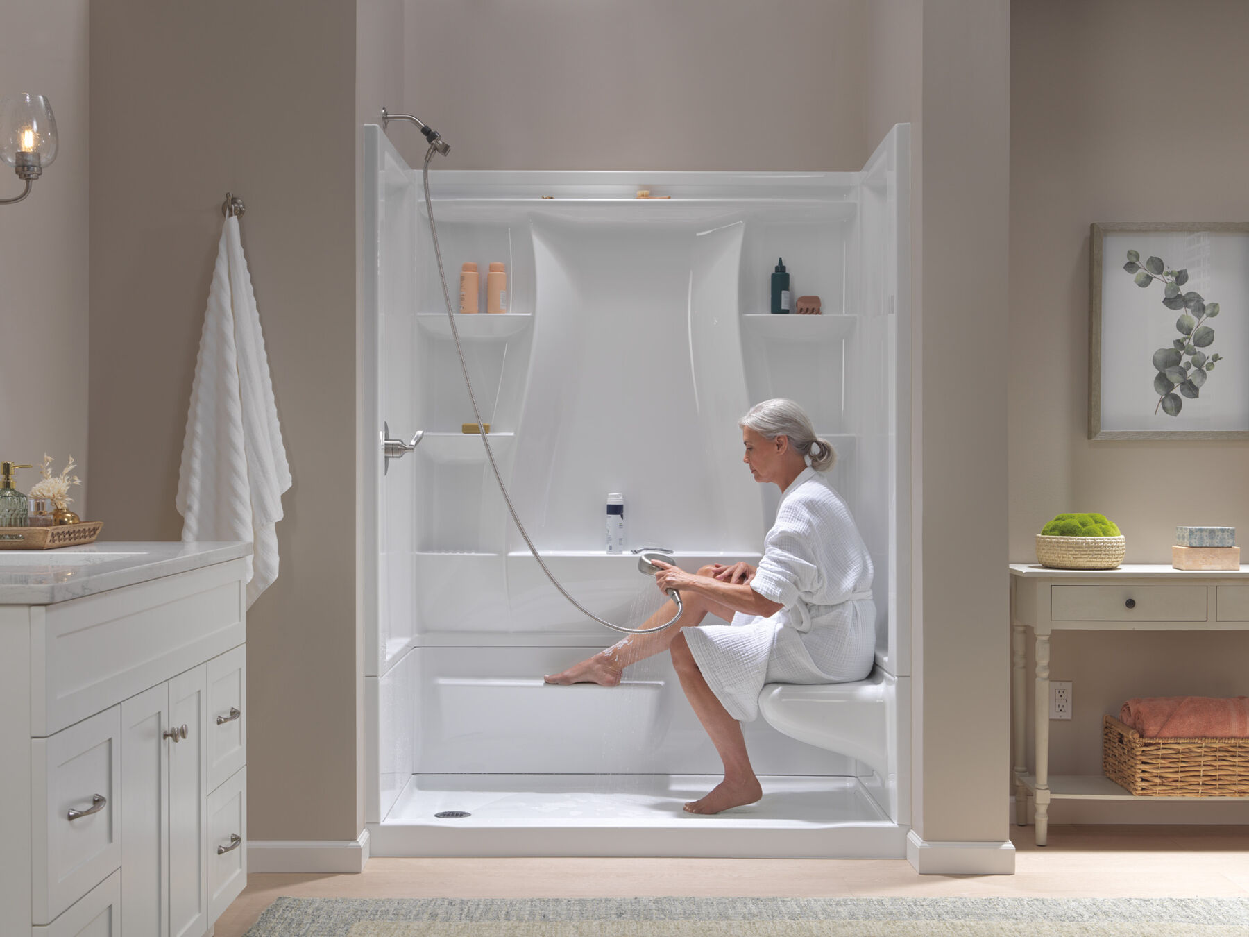 Procrylic Seated Shower Kit 60"x32" Left Drain