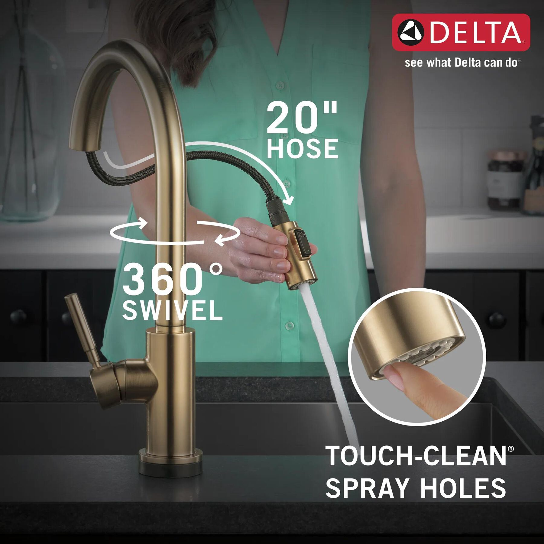 Single Handle Pull-Down Kitchen Faucet with Touch<sub>2</sub>O&reg; Technologyand Soap Dispenser (Recertified)