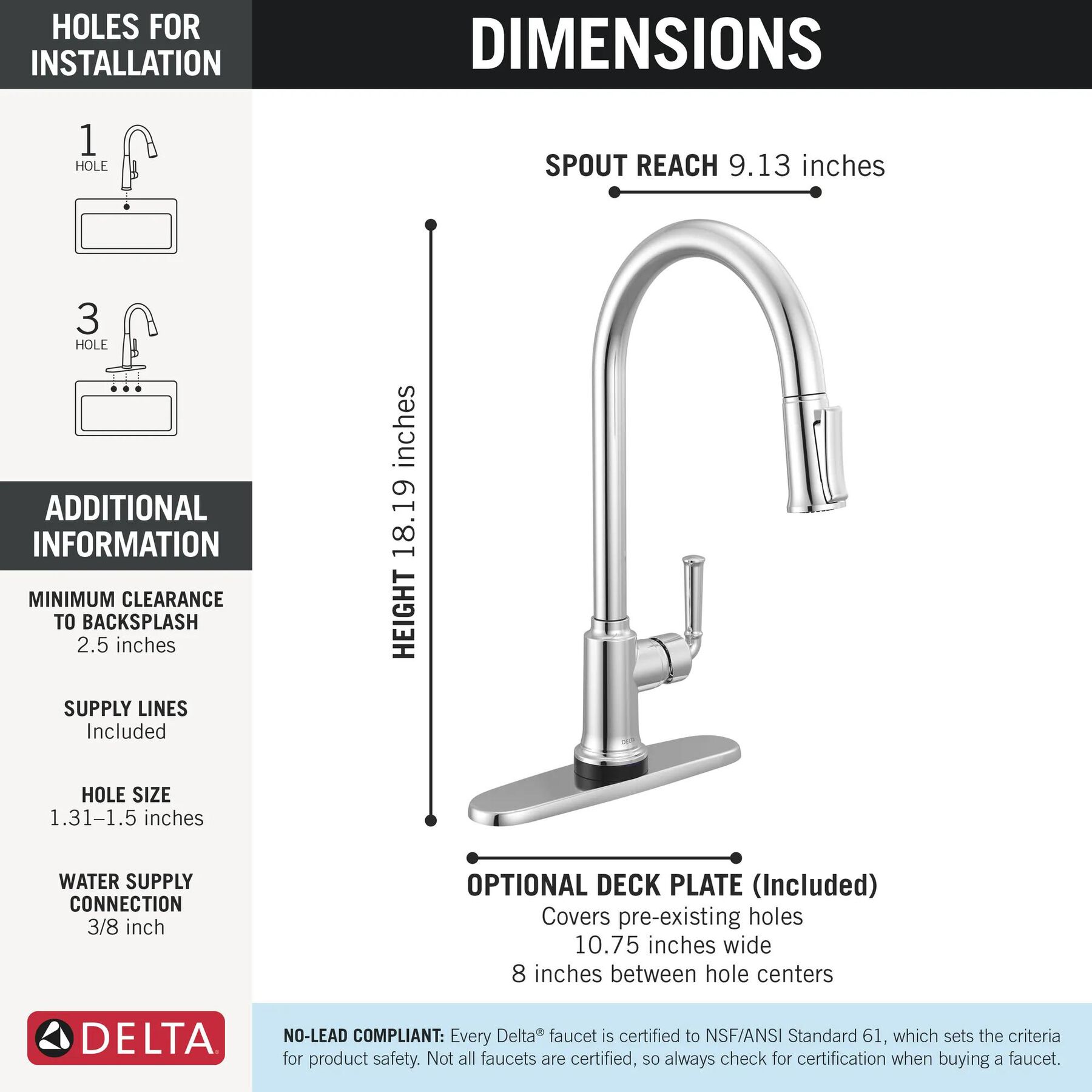 Single Handle Kitchen Pull-Down Faucet With Touchless Technology