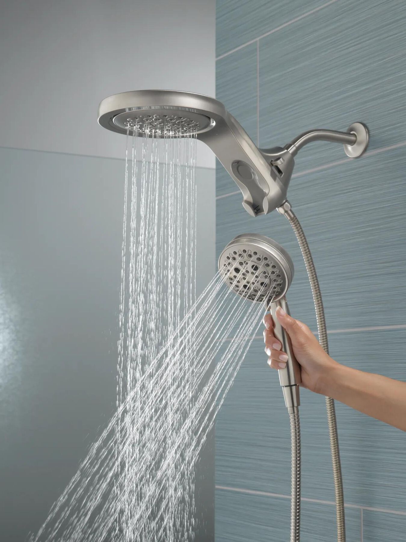 HydroRain&reg; H2Okinetic&reg; 5-Setting Two-in-One Shower Head (Recertified)