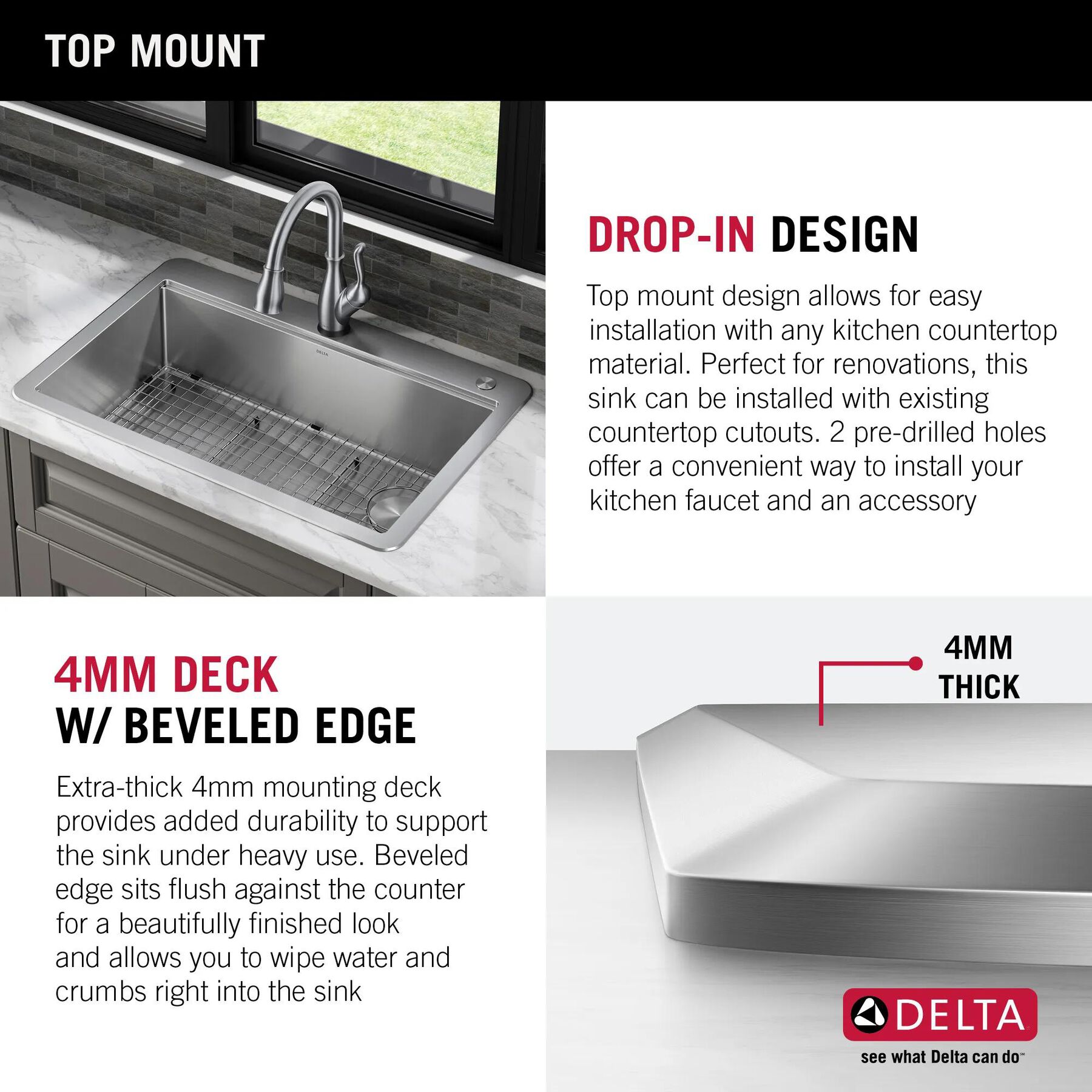 30&rdquo; Workstation Kitchen Sink Drop-In Top Mount Stainless Steel Single Bowl with WorkFlow&trade; Ledge and Accessories