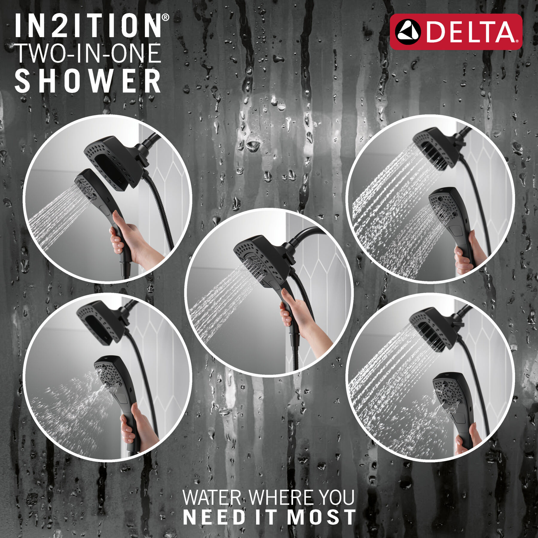 H<sub>2</sub>Okinetic&reg; In2ition&reg; 5-Setting Two-in-One Shower (Recertified)