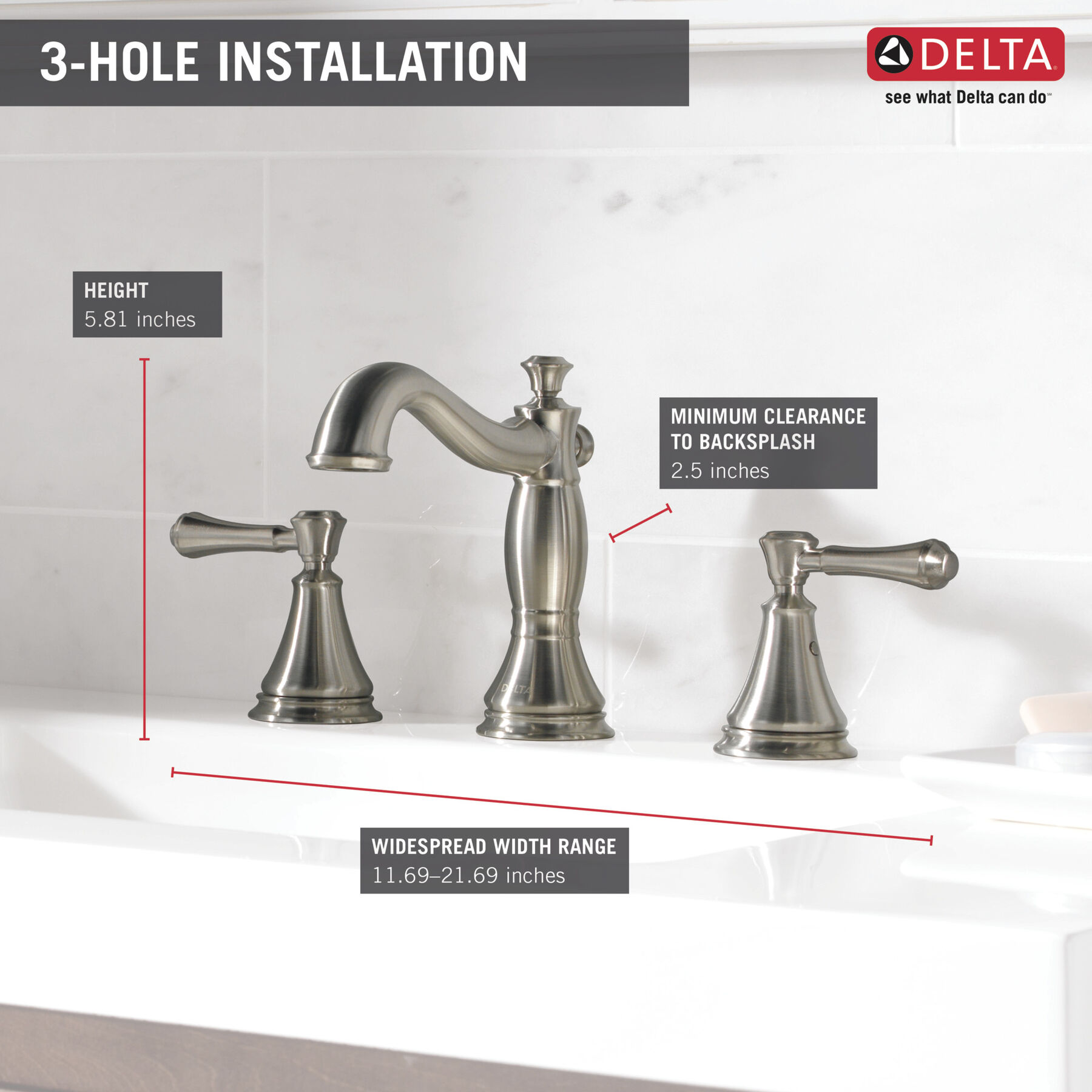 Two Handle Widespread Bathroom Faucet (Recertified)