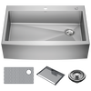 33&rdquo; Retrofit Farmhouse Apron Front 16 Gauge Stainless Steel Single Bowl Kitchen Sink for Undermount / Drop-In Installation with Accessories