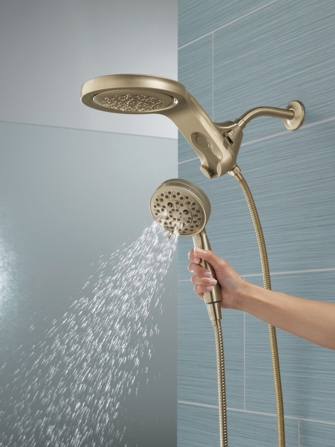 HydroRain&reg; H<sub>2</sub>Okinetic&reg; 5-Setting Two-in-One Shower Head (Recertified)