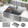 30&rdquo; Retrofit Farmhouse Apron Front 16 Gauge Stainless Steel Single Bowl Kitchen Sink for Undermount / Drop-In Installation with Accessories