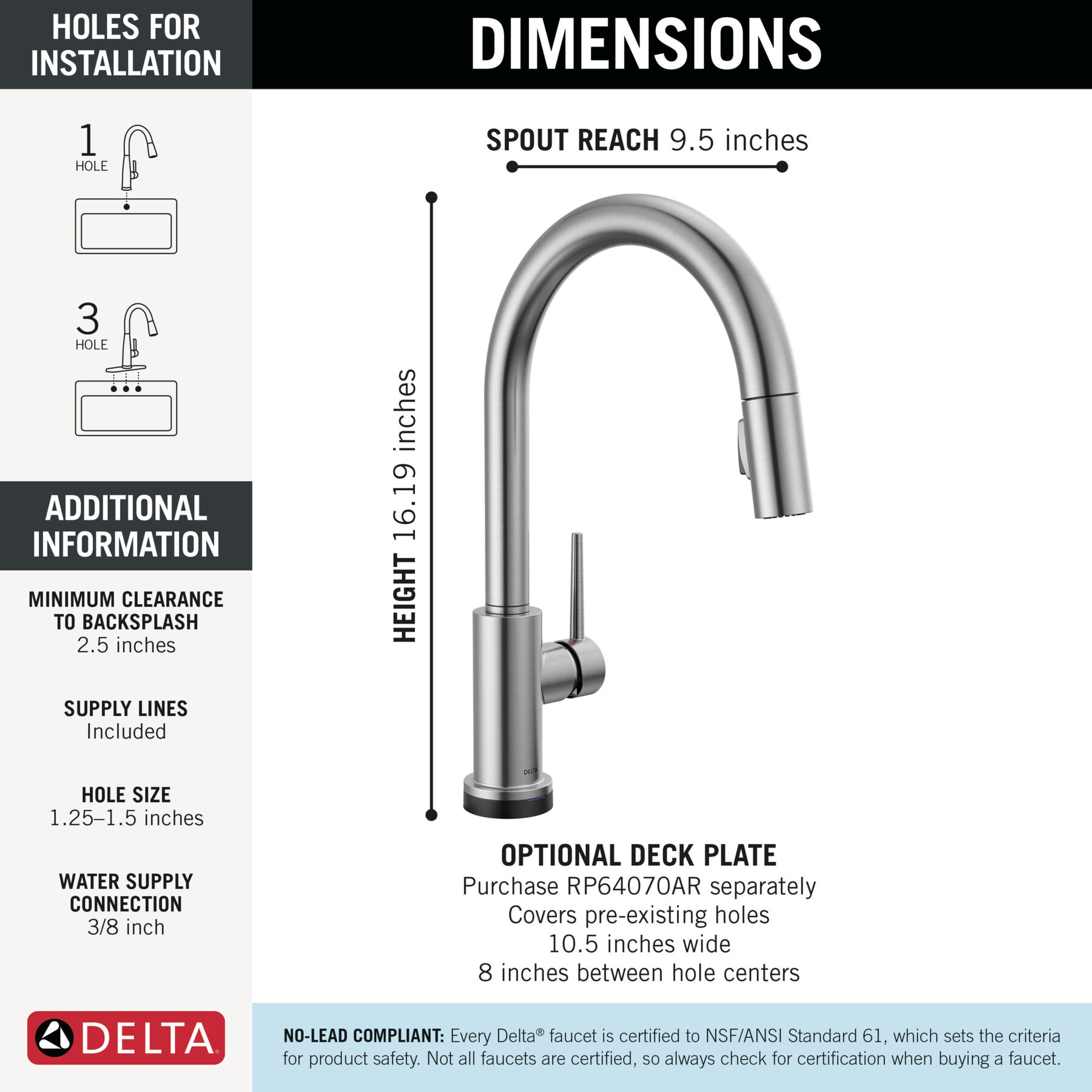 Touch<sub>2</sub>O&reg; Technology Kitchen Faucet with Touchless Technology