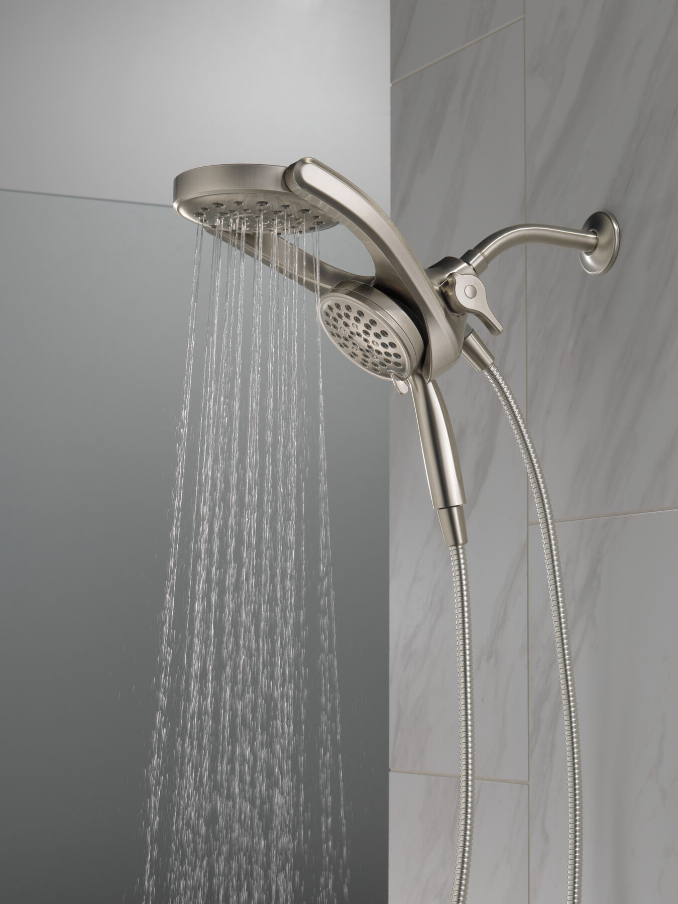 HydroRain&reg; 4-Setting Two-in-One Shower Head (Recertified)