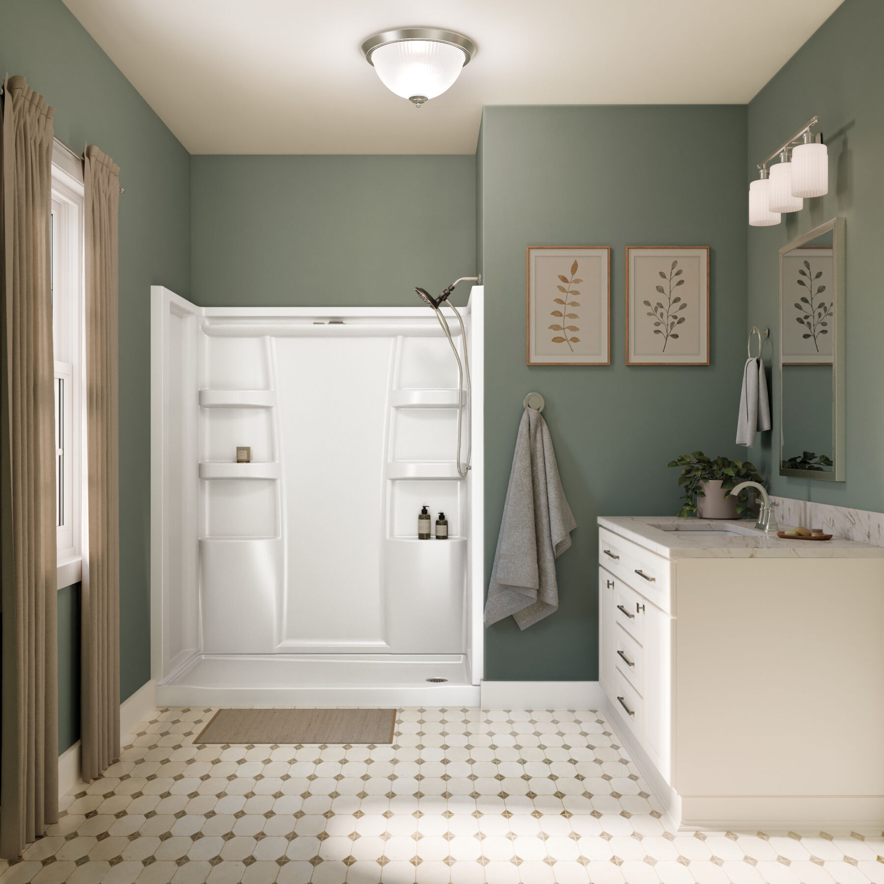 ProCrylic 60 in. x 32 in.Shower Base Right Drain
