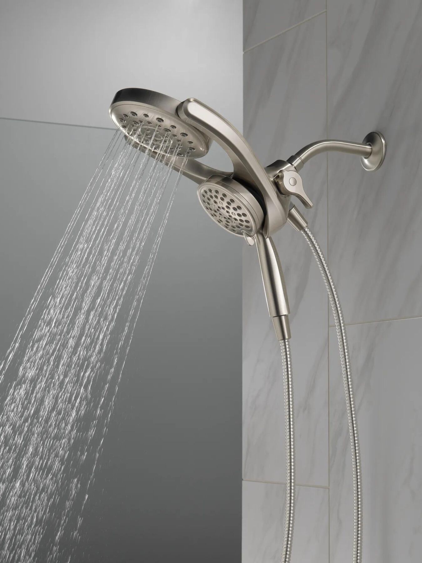 HydroRain&reg; 4-Setting Two-in-One Shower Head (Recertified)