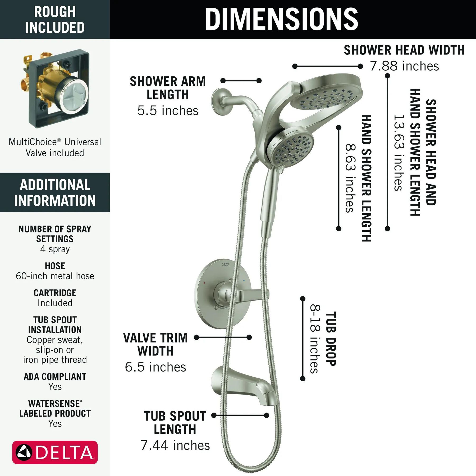 HydroRain&reg; 14 Series Tub and Shower (Recertified)