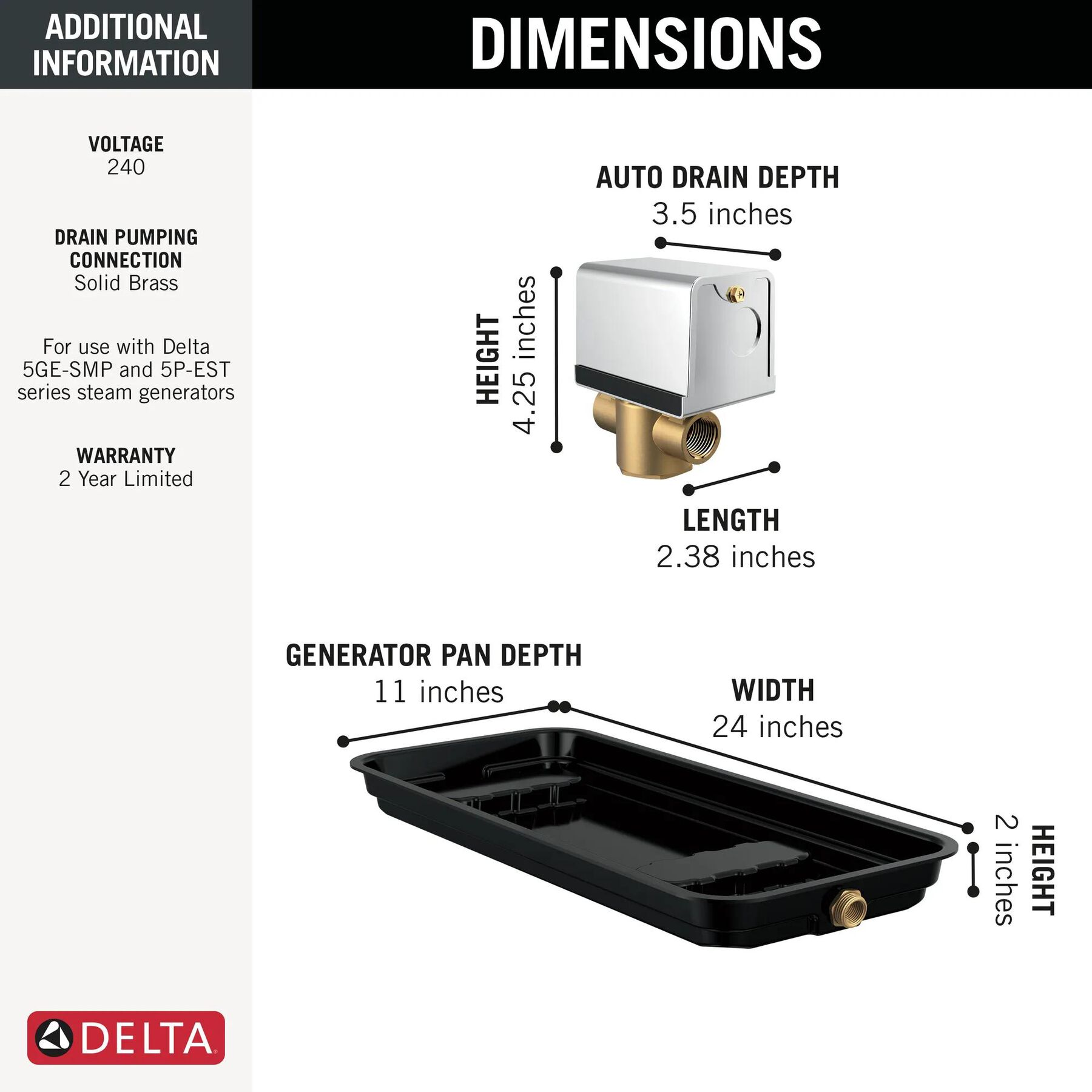 Generator Pan and Auto Drain - 240v