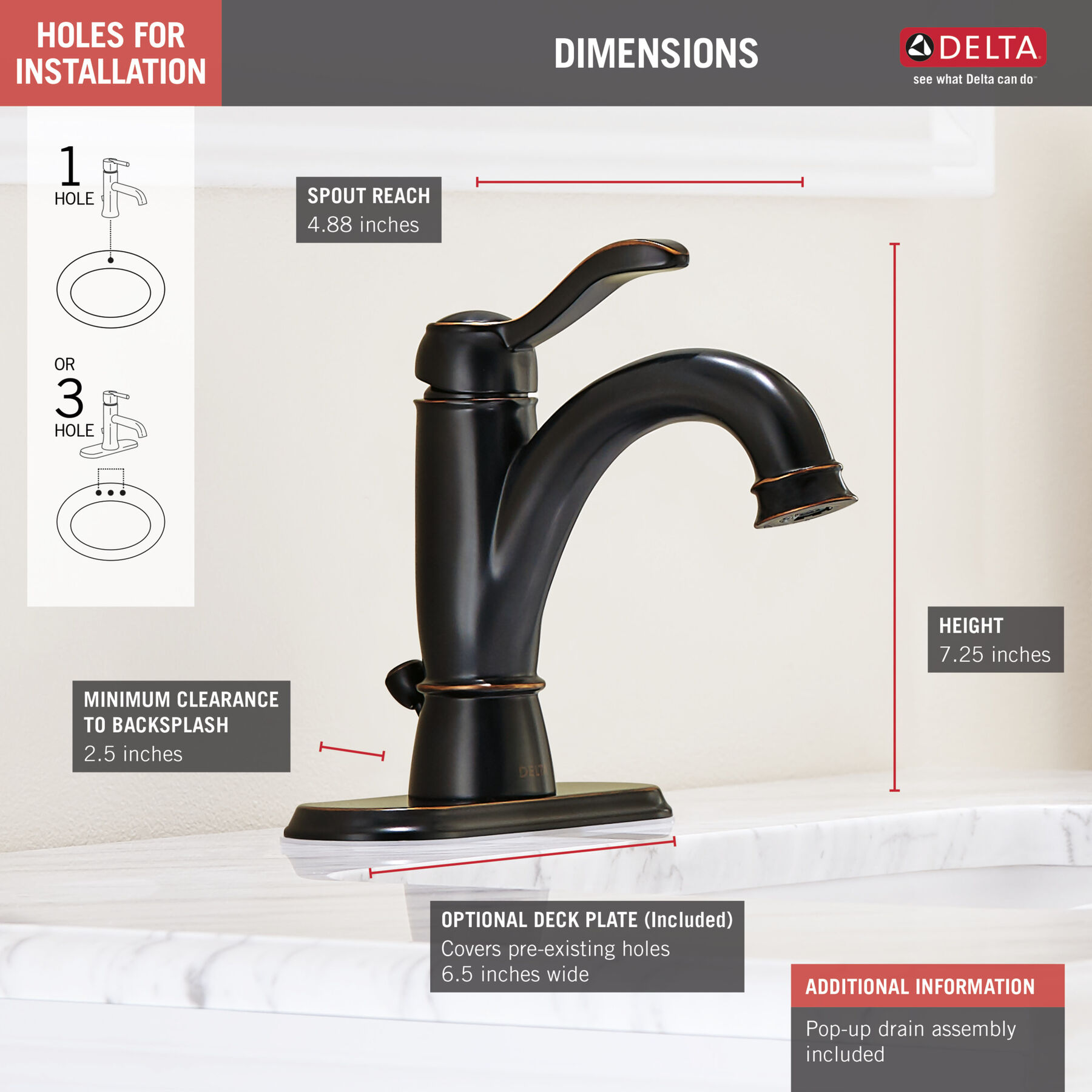 Single Handle Bathroom Faucet (Recertified)