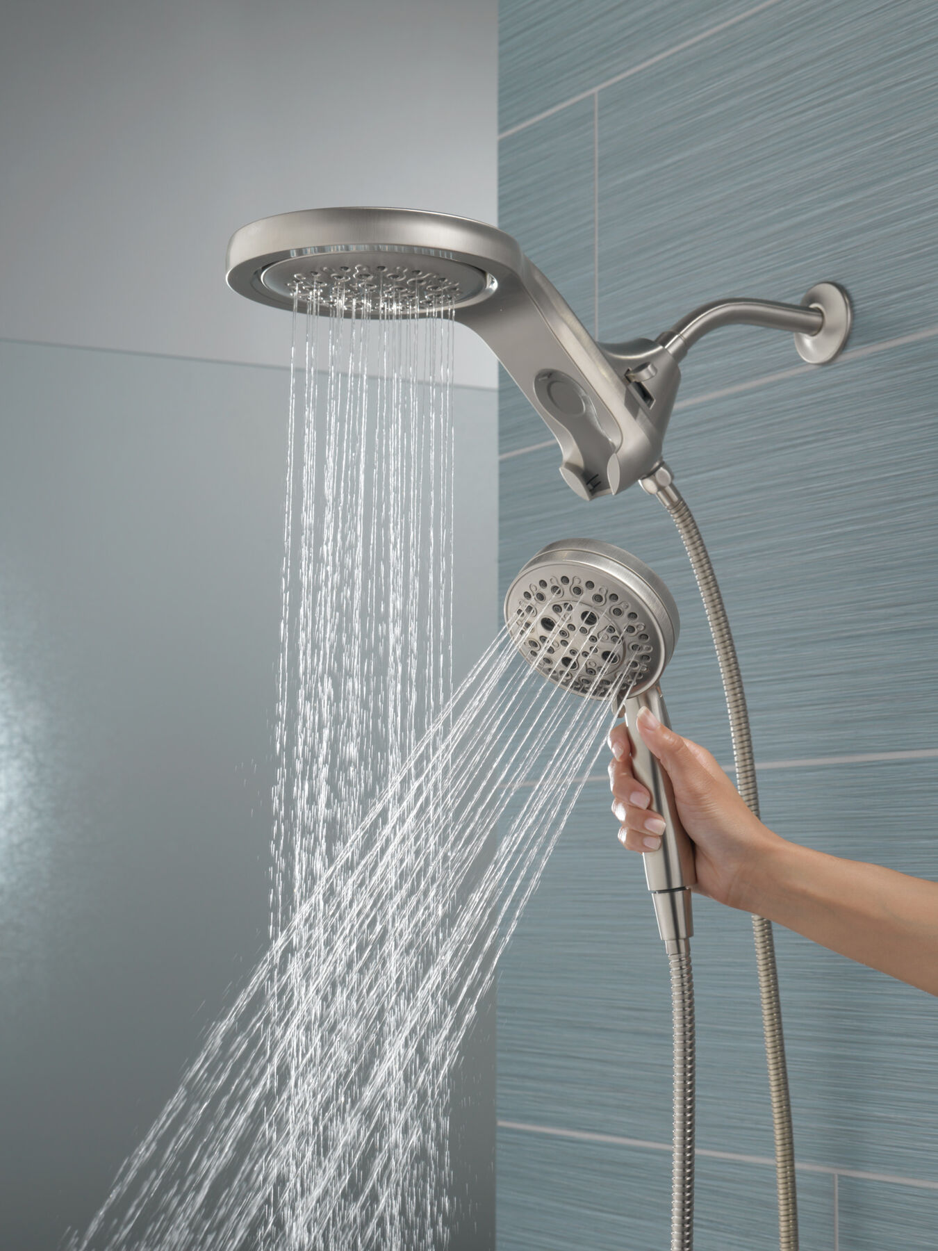 HydroRain&reg; H2Okinetic&reg; 5-Setting Two-in-One Shower Head (Recertified)