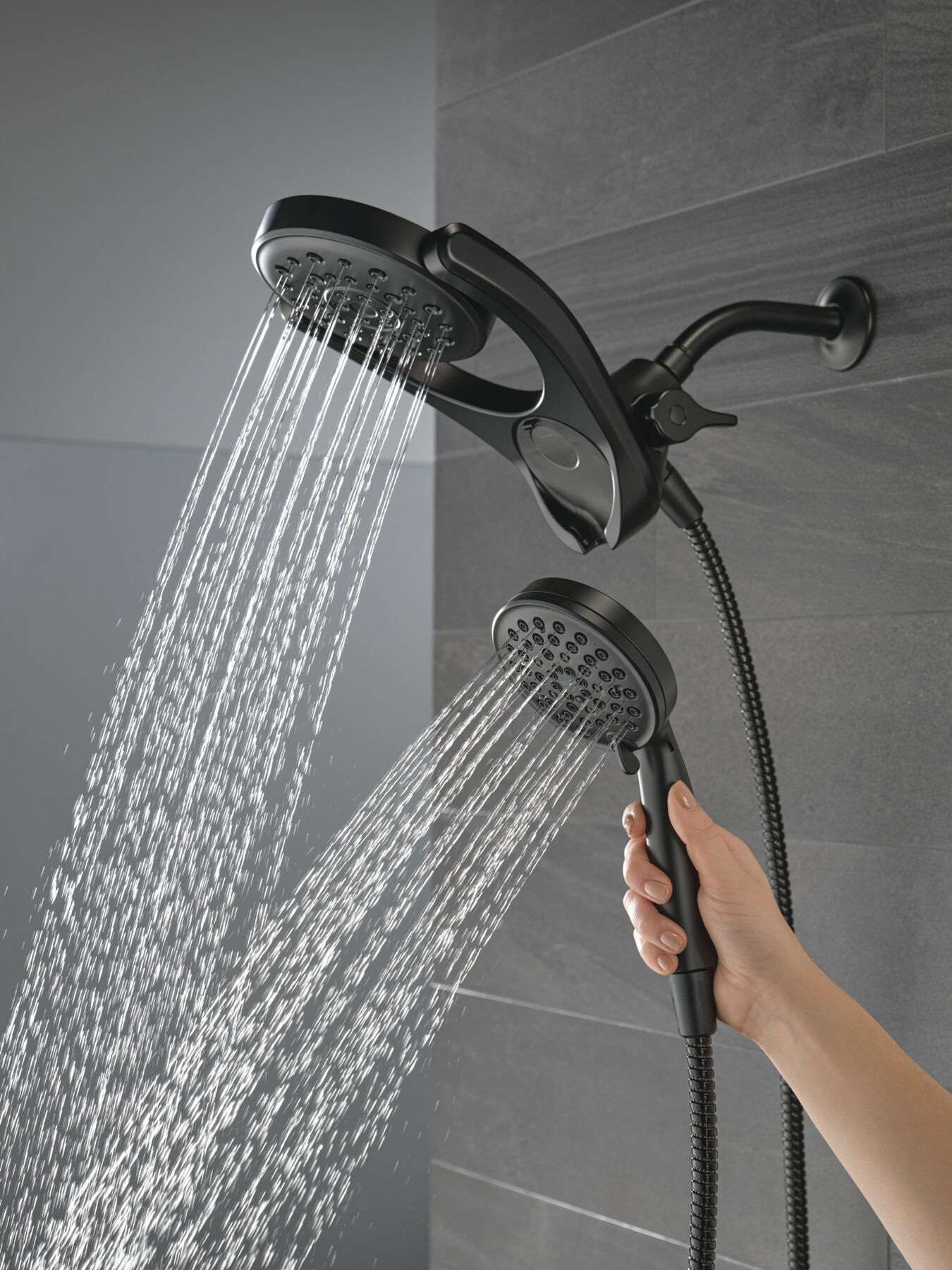 HydroRain&reg; 4-Setting Two-in-One Shower Head (Recertified)