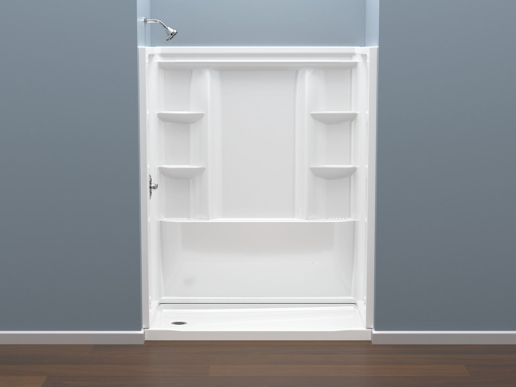 60x32 Alcove Shower Bundle with Trim and Drain - Left Drain