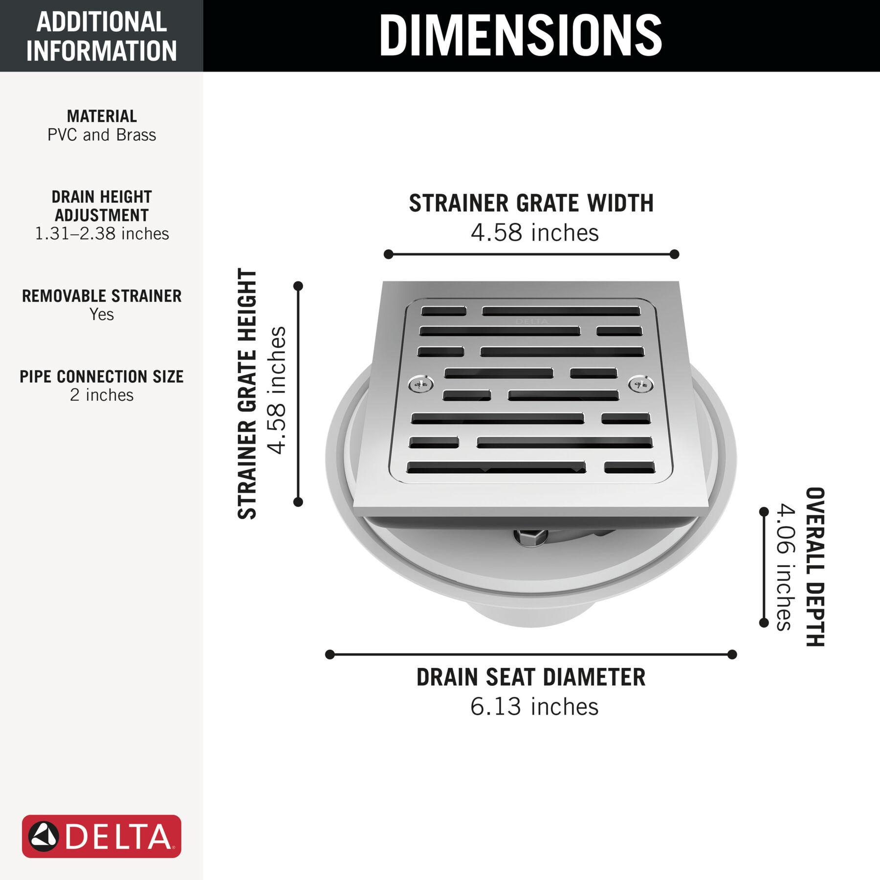 4" Tile-In Square Shower Drain (Recertified)