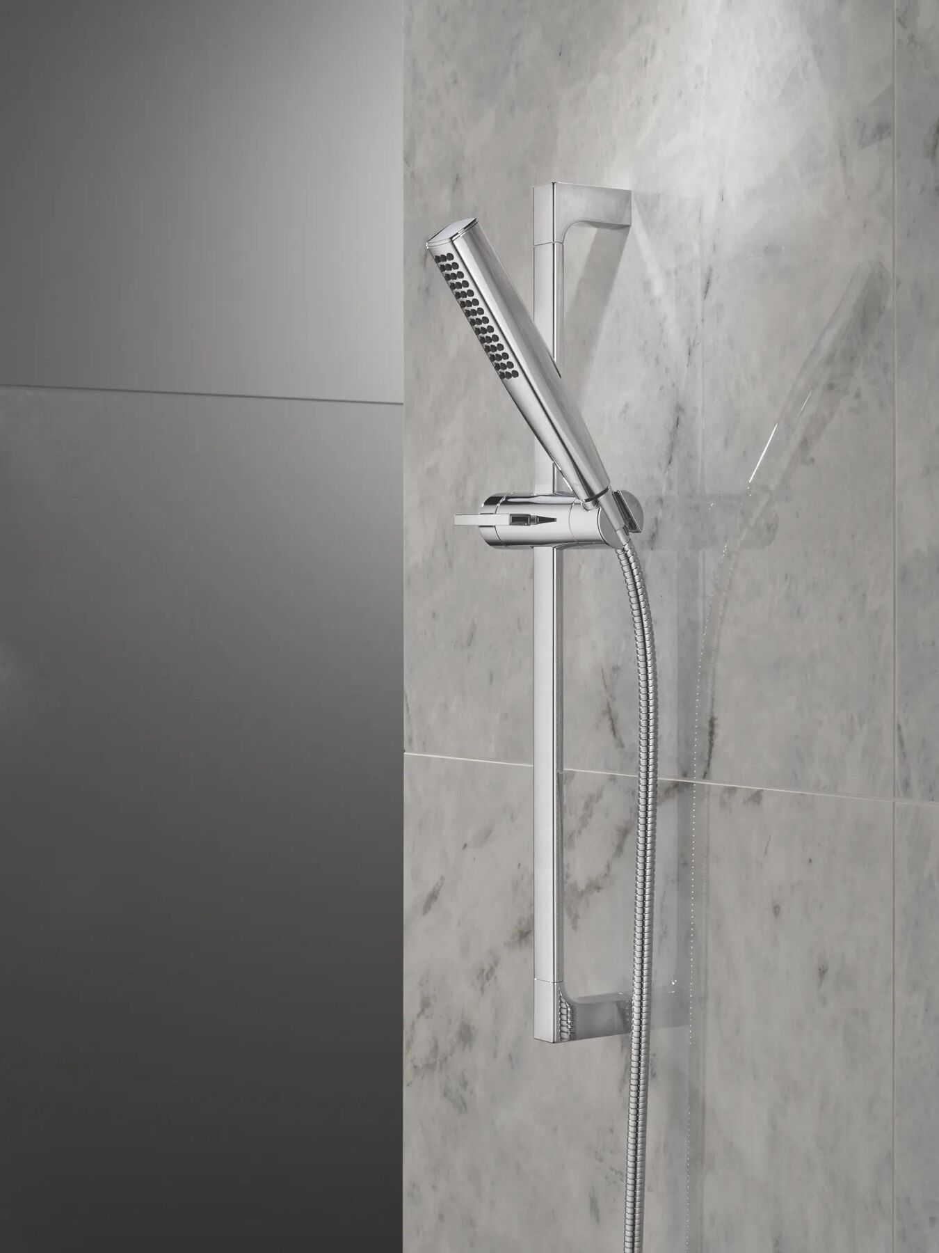 Single-Setting Hand Shower with Slide Bar featuring FeatherRain&trade; Spray