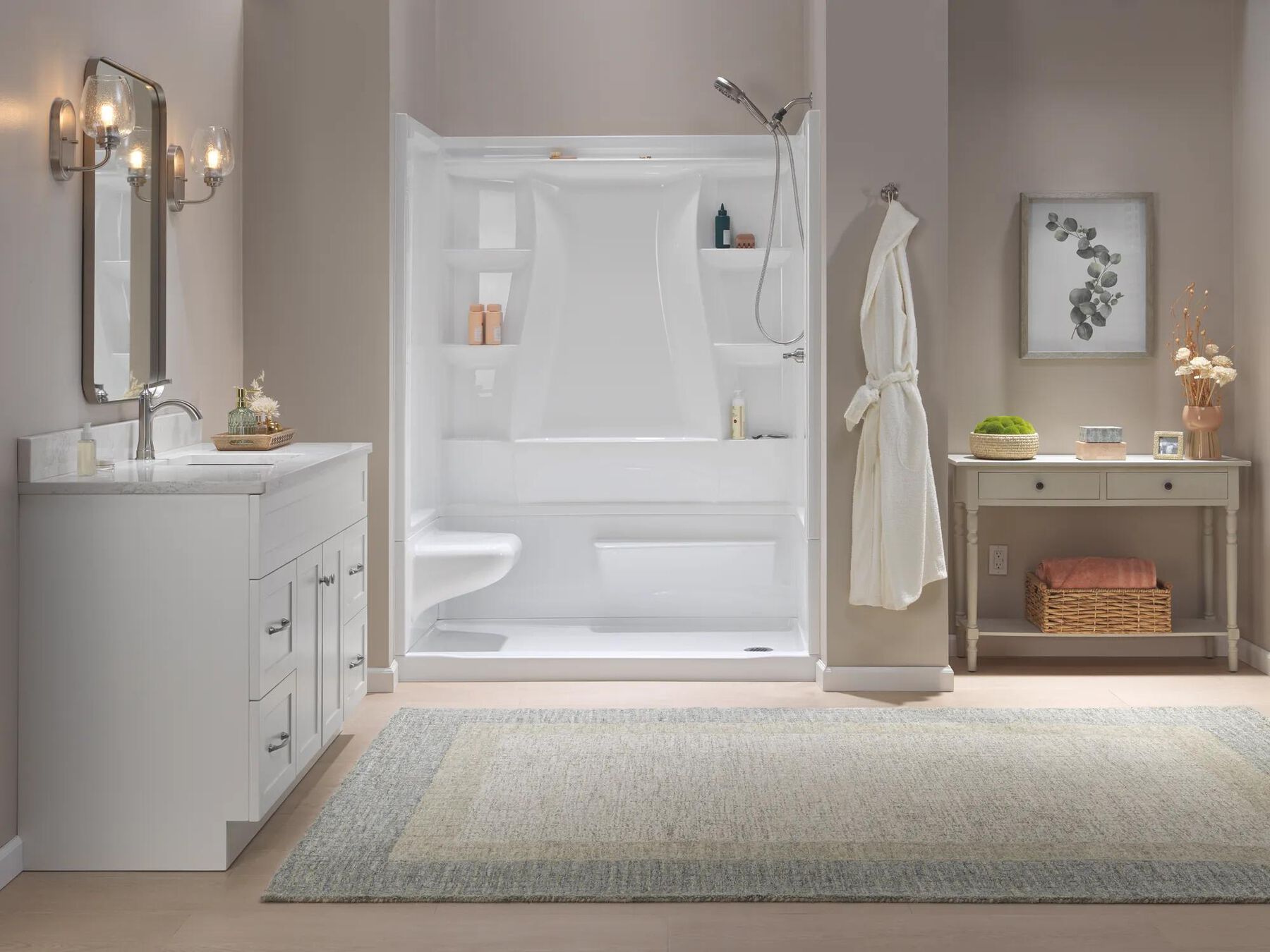 Procrylic Seated Shower Kit 60"x32" Right Drain