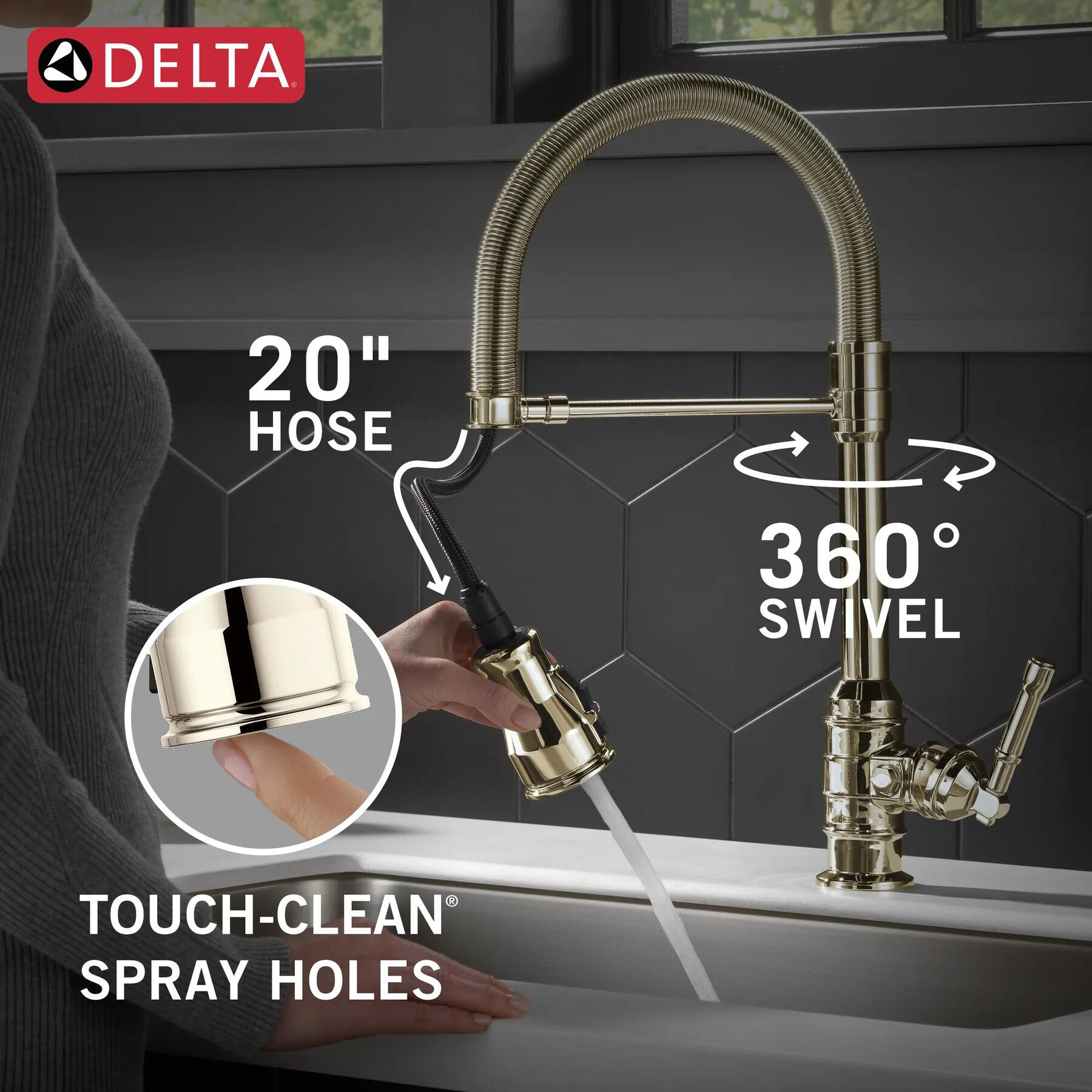 Single Handle Pull-Down Kitchen Faucet With Spring Spout