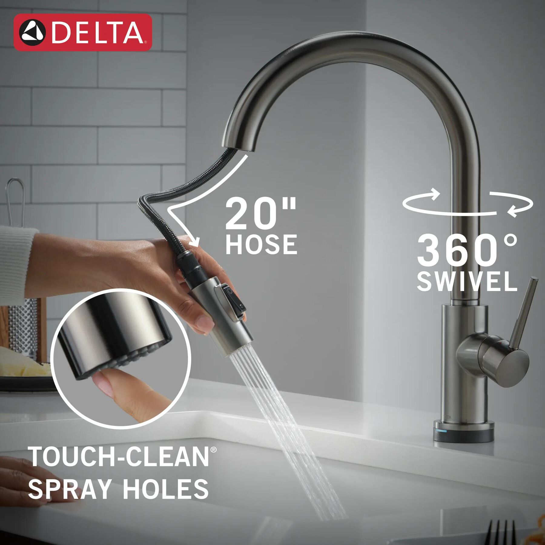 Touch<sub>2</sub>O&reg; Technology Kitchen Faucet with Touchless Technology