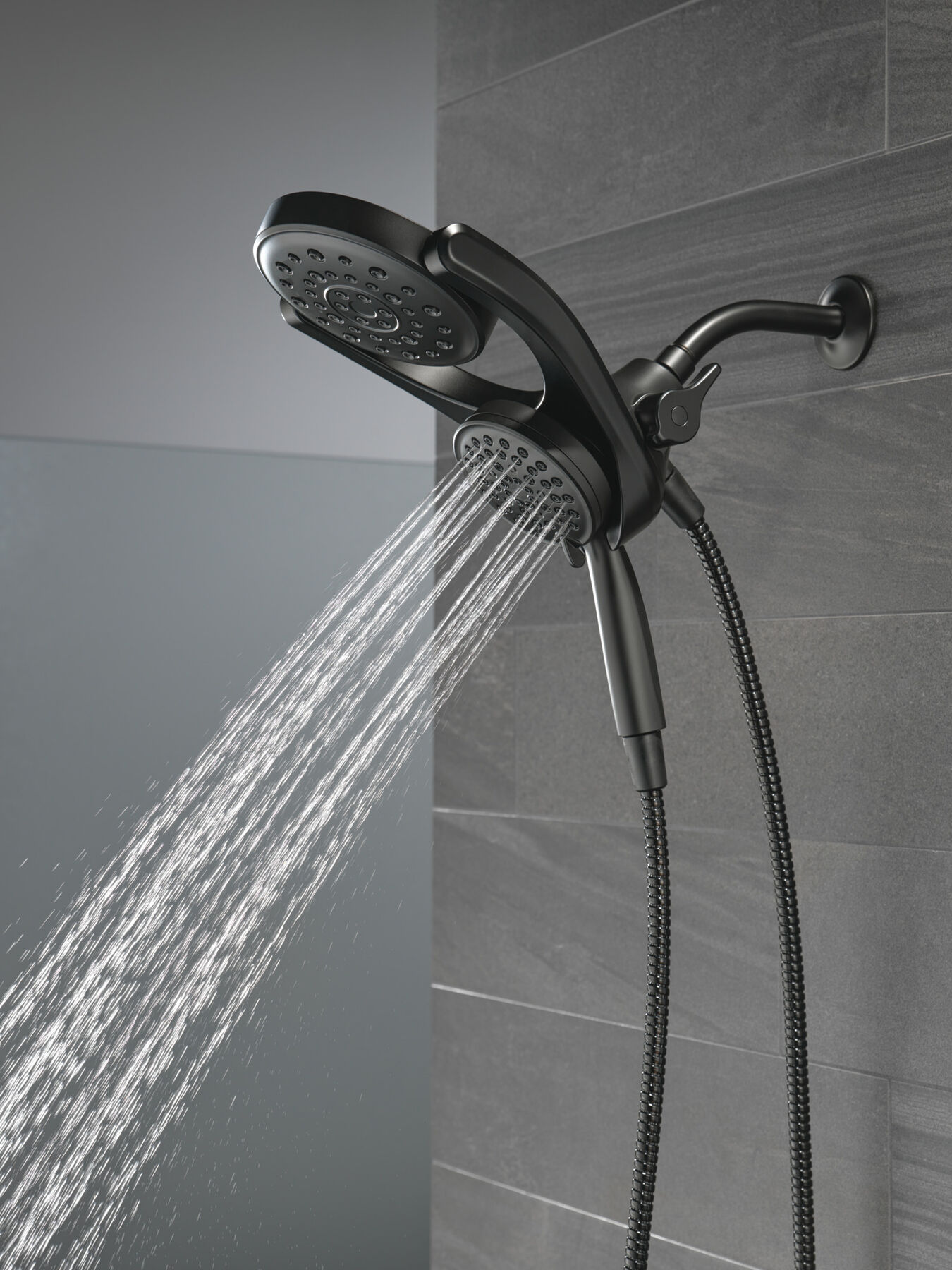 HydroRain&reg; 4-Setting Two-in-One Shower Head (Recertified)