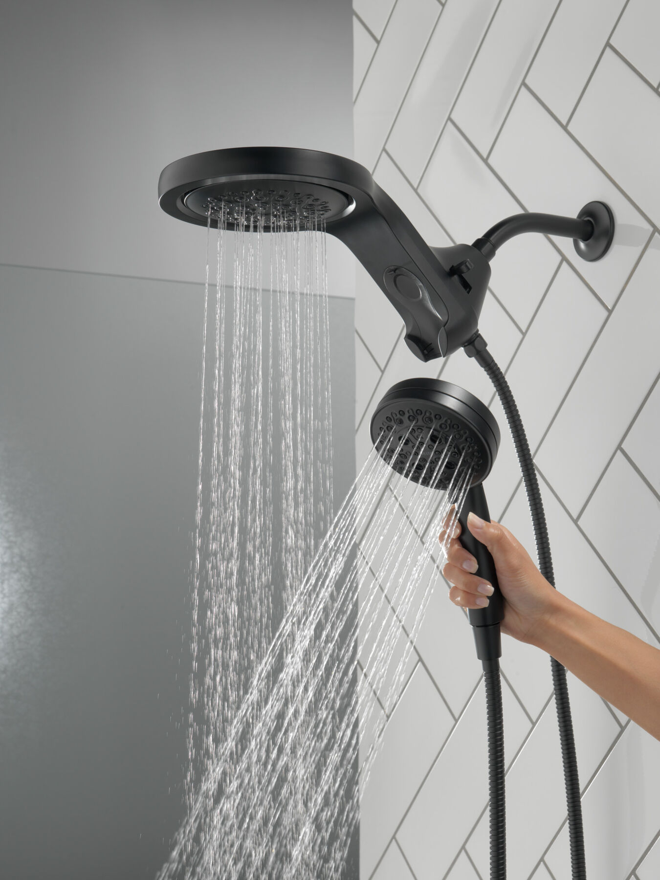 HydroRain&reg; H2Okinetic&reg; 5-Setting Two-in-One Shower Head (Recertified)