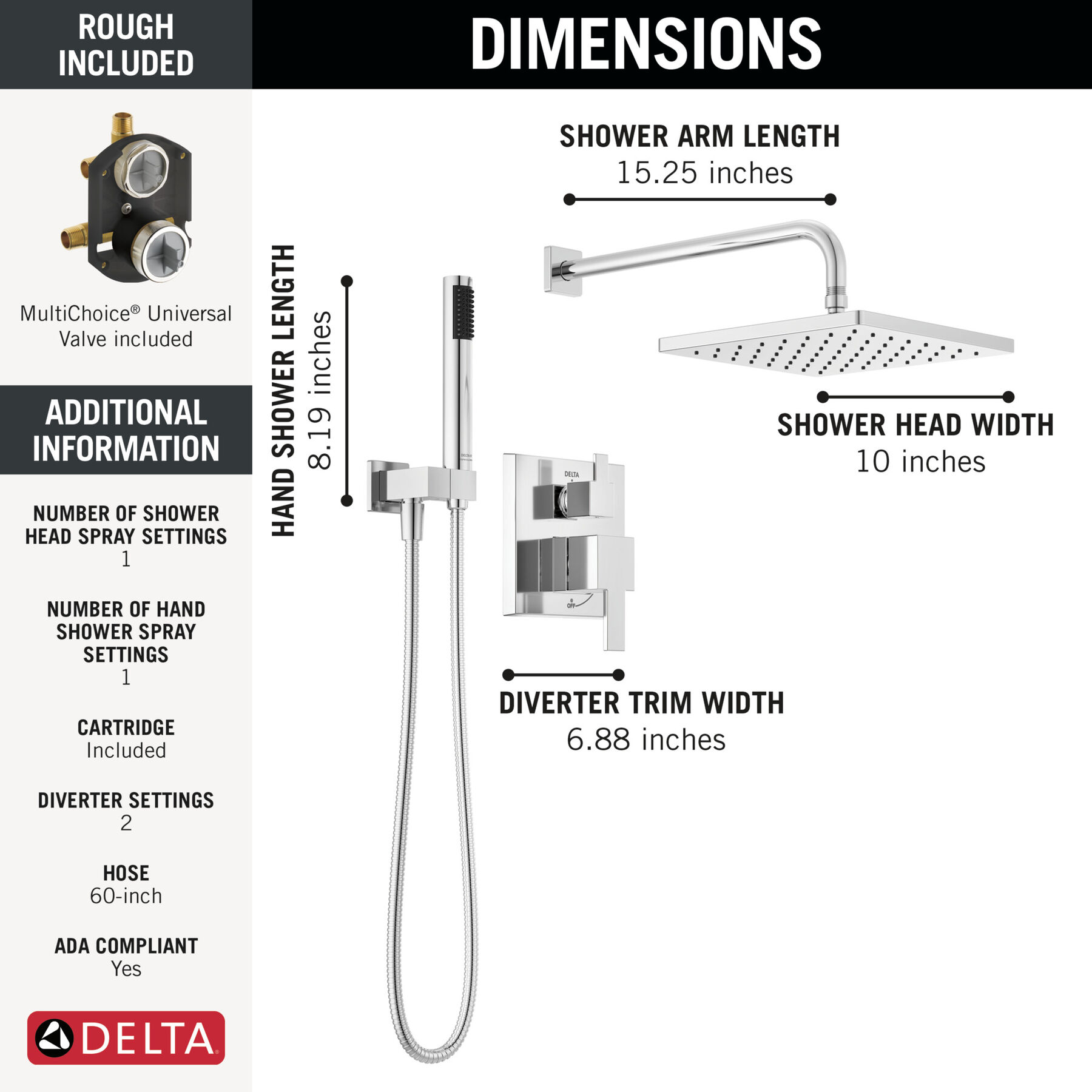 Raincan Shower Rough & Trim w/ HS 14S (Recertified)