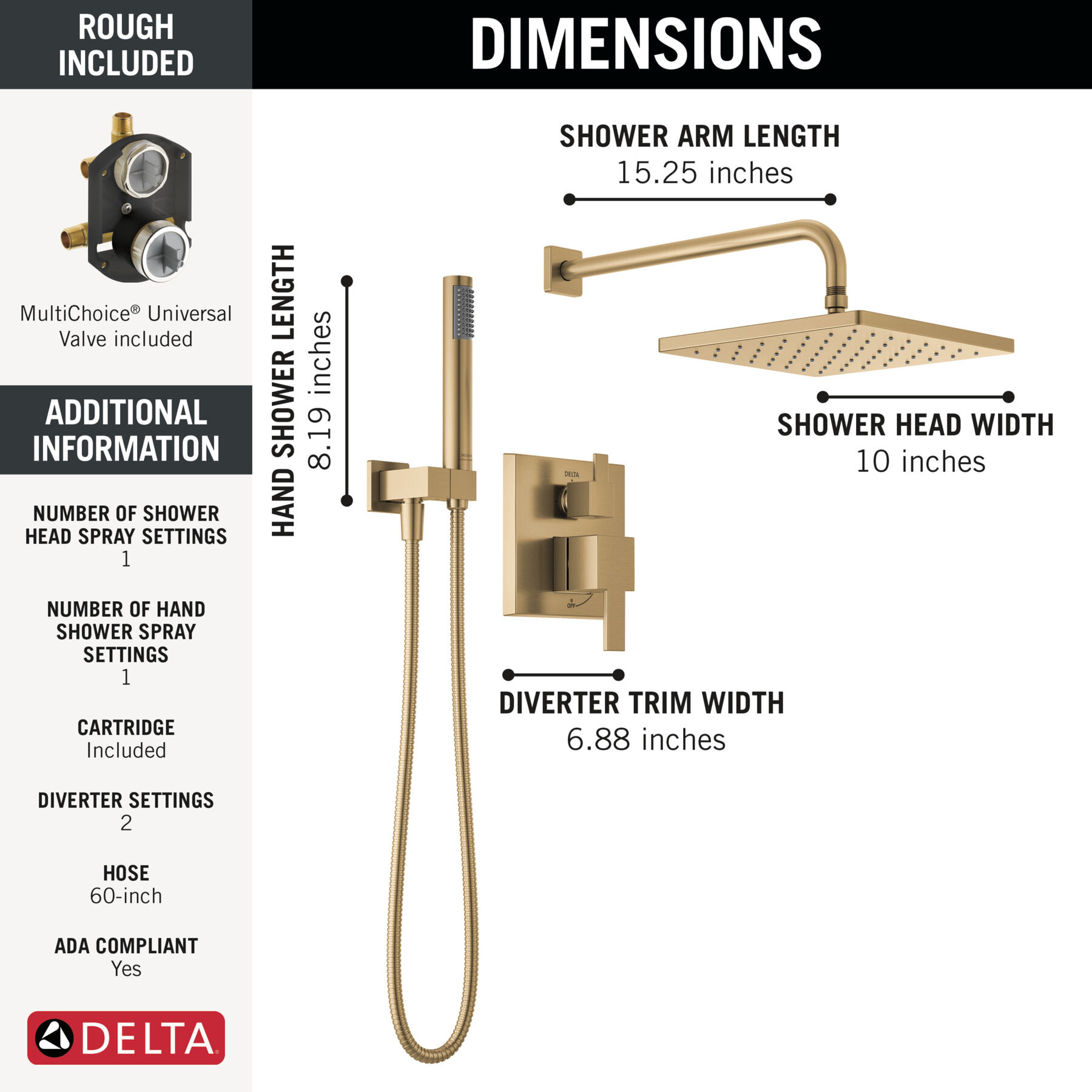 Raincan Shower Rough & Trim w/ HS 14S (Recertified)