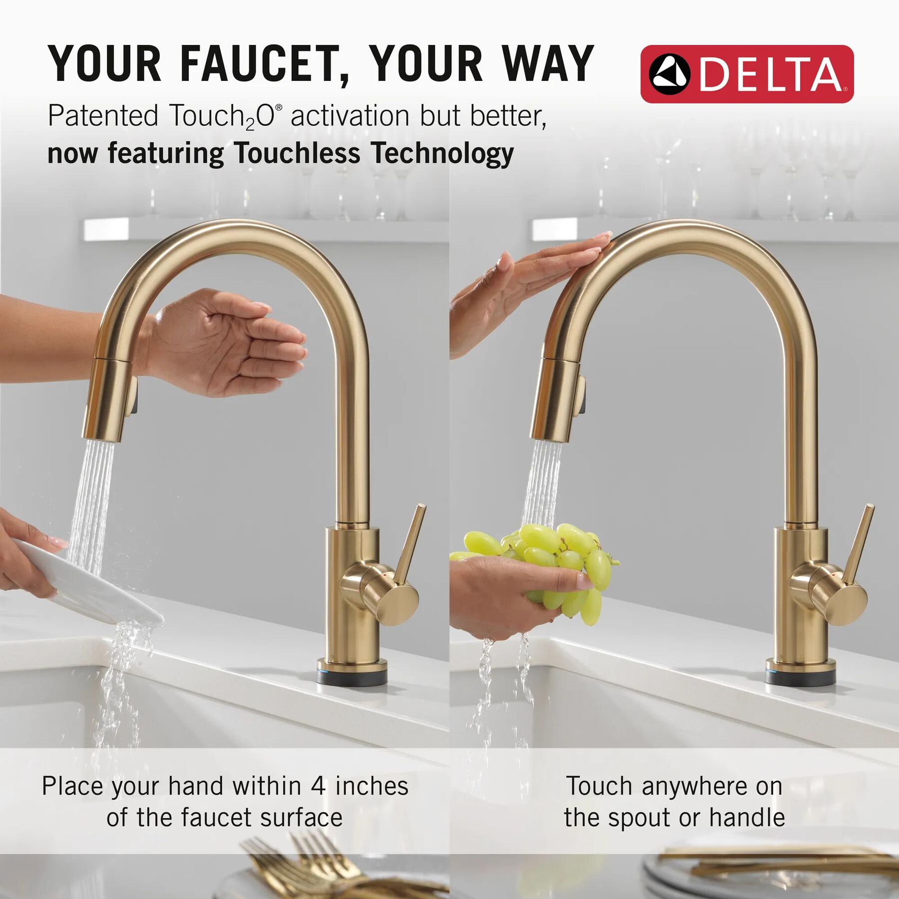 Touch<sub>2</sub>O&reg; Technology Kitchen Faucet with Touchless Technology