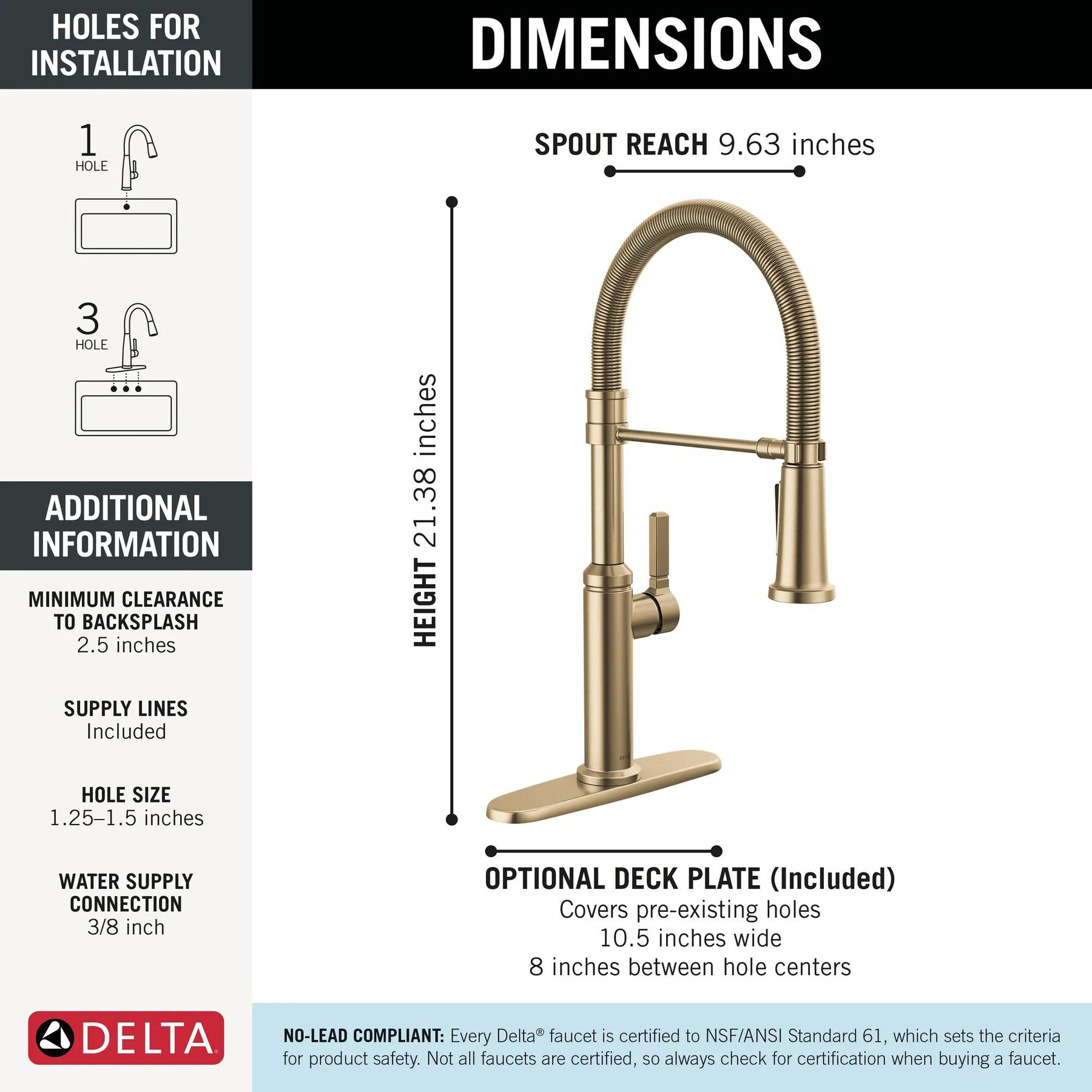 Single Handle Pull-Down Spring Kitchen Faucet (Recertified)
