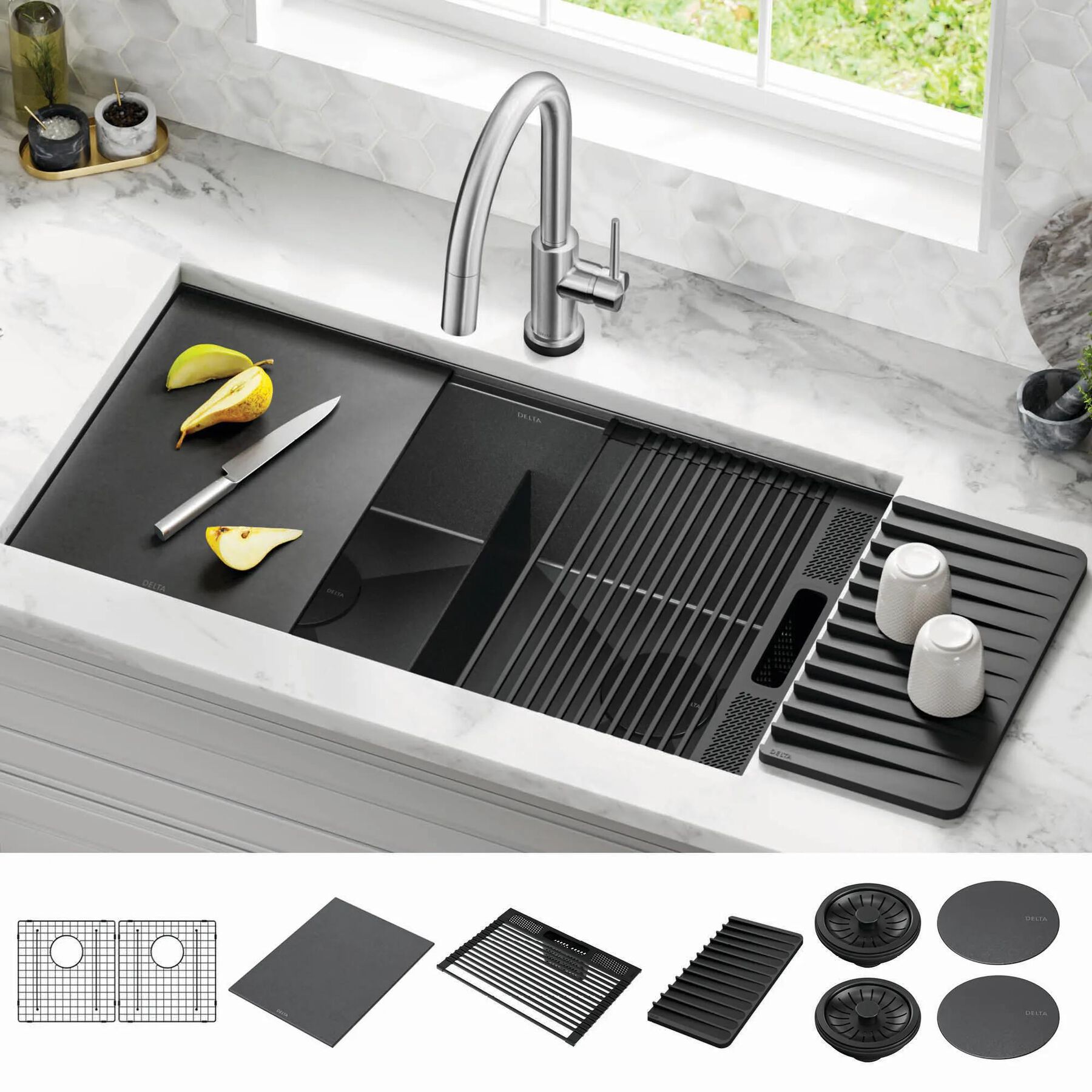 33&rdquo; Undermount 16 Gauge Workstation Kitchen Sink Double Bowl with WorkFlow&trade; Ledge and Accessories
