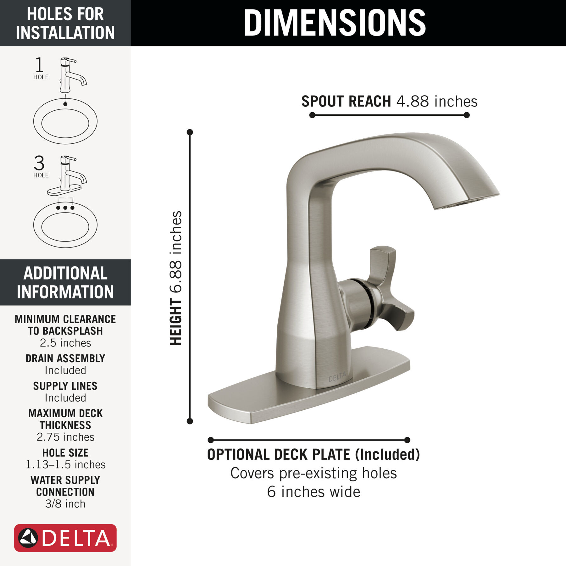 Single Handle Bathroom Faucet (Recertified)