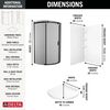 38x38 Corner Shower Bundle with Door - Classic Round with Glue Up Wall Set