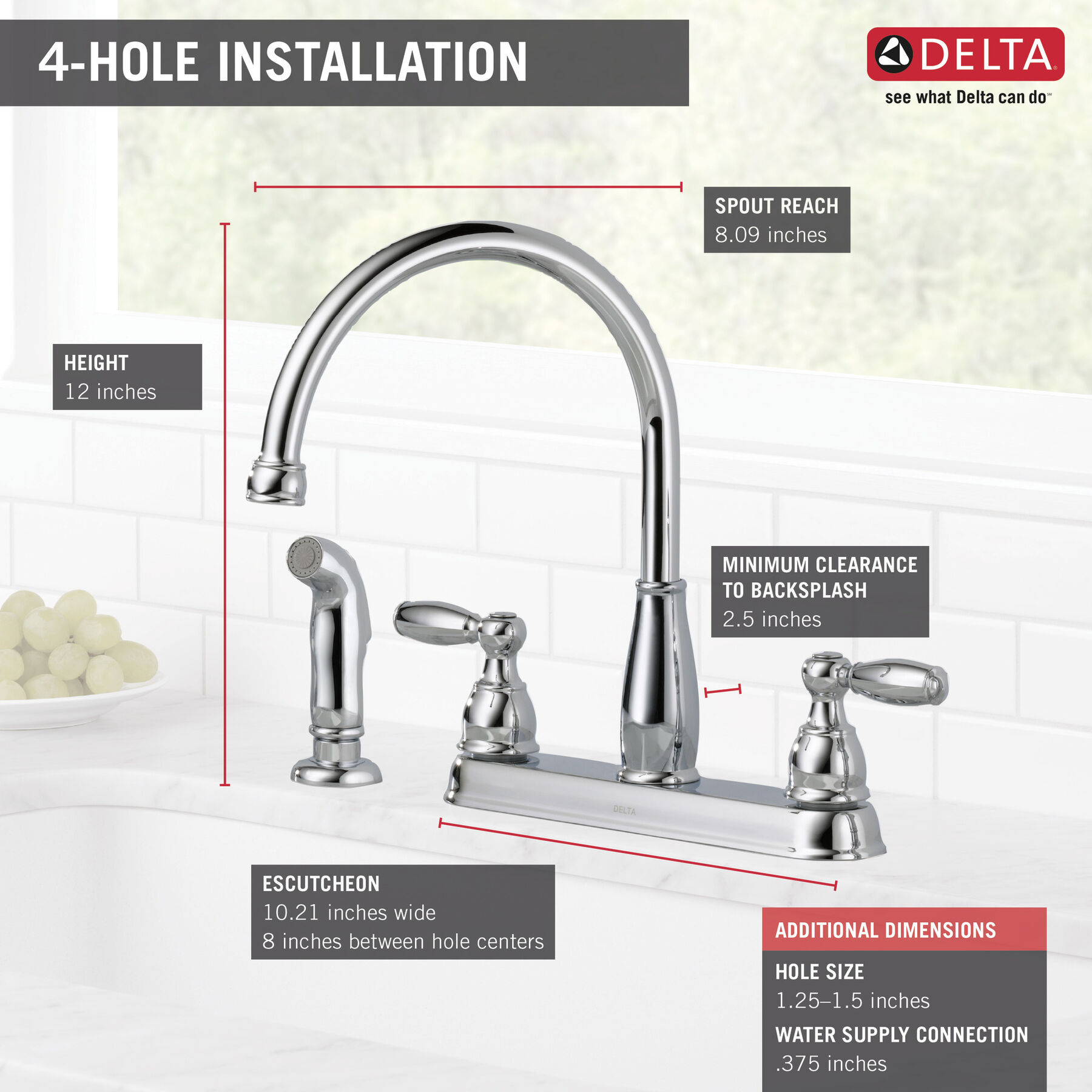 Two Handle Kitchen Faucet with Spray (Recertified)