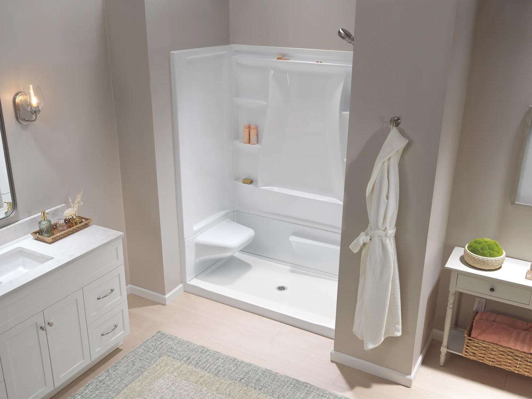 60x32 Alcove Shower Bundle  - Left Seat Center Drain