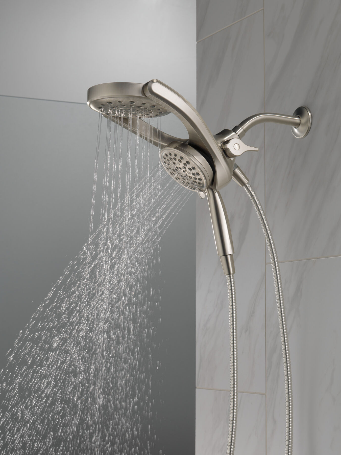 HydroRain&reg; 4-Setting Two-in-One Shower Head (Recertified)
