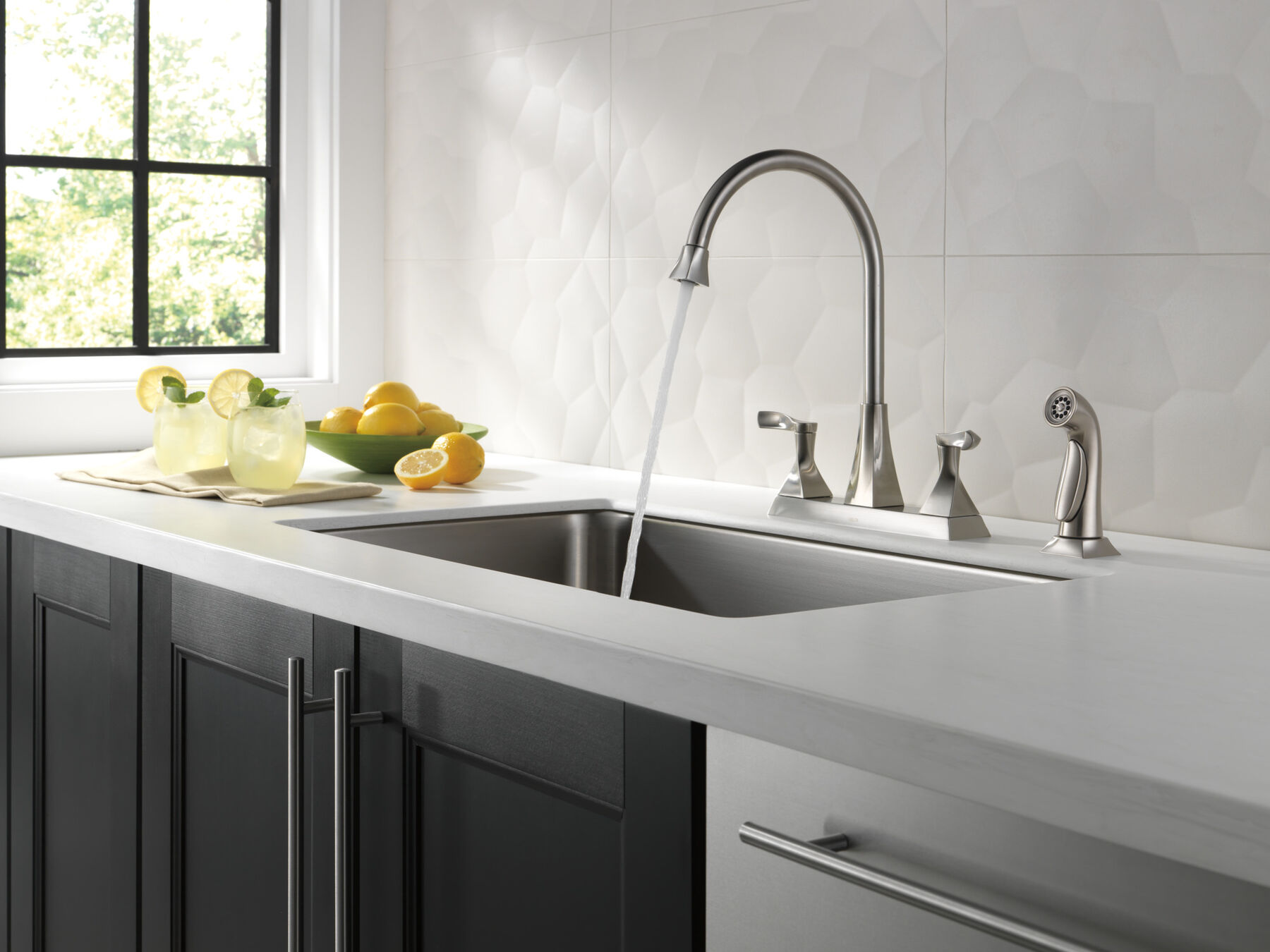 Two Handle Kitchen Faucet with Spray (Recertified)